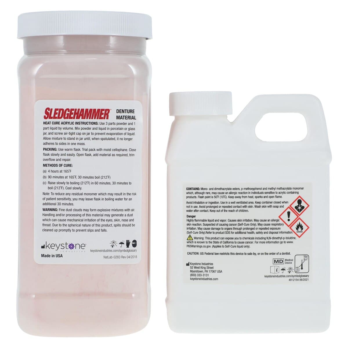 Keystone Sledgehammer Original Heat Cure Acrylic, 1 lb Powder and 8 oz Liquid, 01KEZKNHS7VVM4TPSQWPJDWVKR thumbnail 4