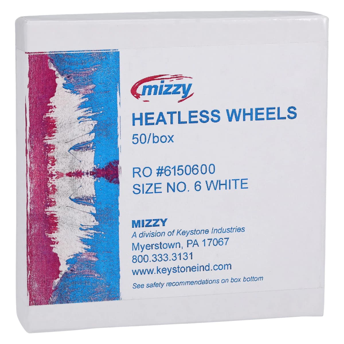 Keystone Mizzy Heatless Wheels #6, White, 3/32" x 7/8", 50/Box, 1900246 thumbnail 2