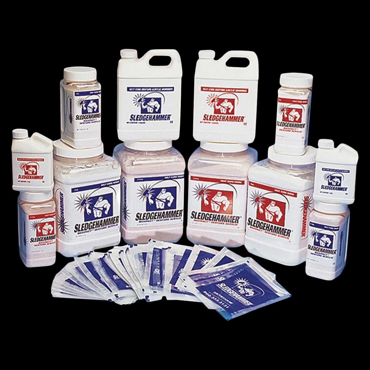 Sledgehammer Heat-Cure Denture Acrylic Powder and Liquid Kit, Light Fibered Plus, 25 lb Powder and 4 Quart Liquid - Sledgehammer Heat-Cure Denture Acrylic Powder and Liquid Kits - Light Fibered Plus, 25 lb Powder and 4 Quart Liquid - Image 1