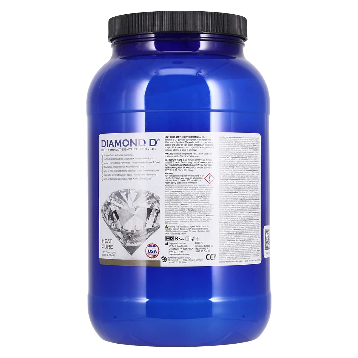 Diamond D Ultra Impact Acrylic, Heat-Cure, Powder/Liquid Kit, Original Shade, 5 lb Powder & 1 Quart Liquid, 1/Pk, 1013065 thumbnail 2
