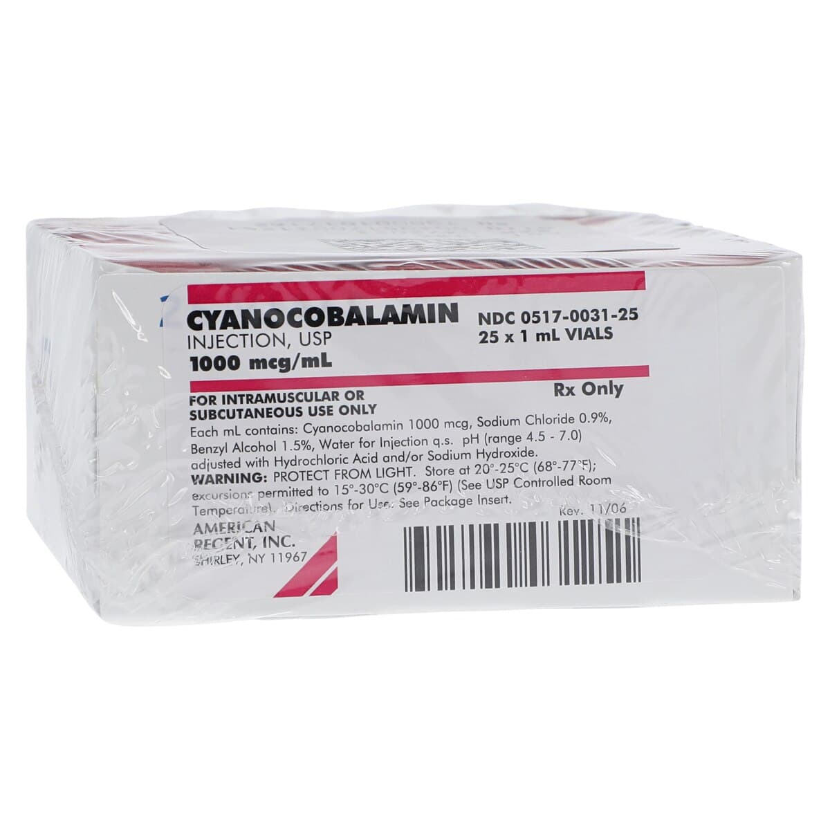 Cyanocobalamin (B12) Injection 1000mcg/mL, Single Dose Vial, 1mL, 25/Package thumbnail 4