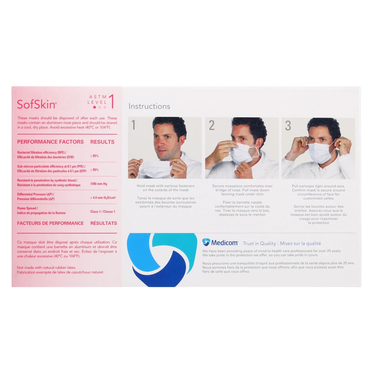 SafeMask SofSkin Procedure Earloop Face Masks, ASTM Level 1, Pink, 50/Box, 2082 thumbnail 5