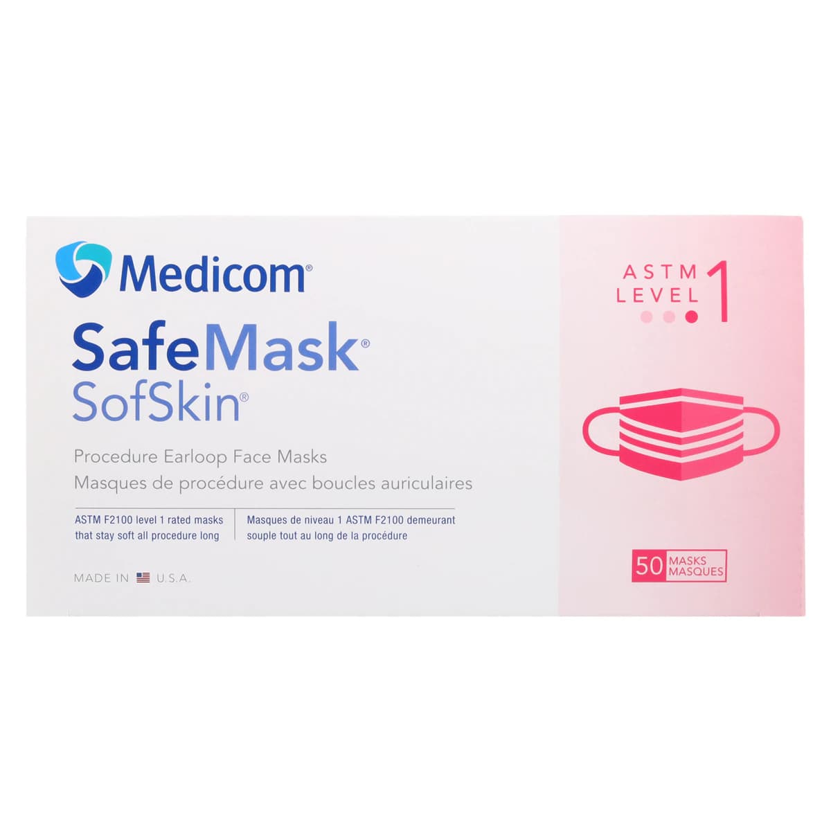SafeMask SofSkin Procedure Earloop Face Masks, ASTM Level 1, Pink, 50/Box, 2082 thumbnail 8