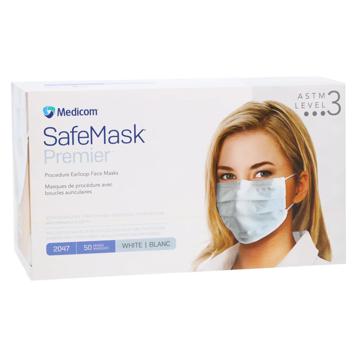 SafeMask Premier Elite Procedure Face Mask, ASTM Level 3, Earloop, White, 50/Box, 2047 thumbnail 4