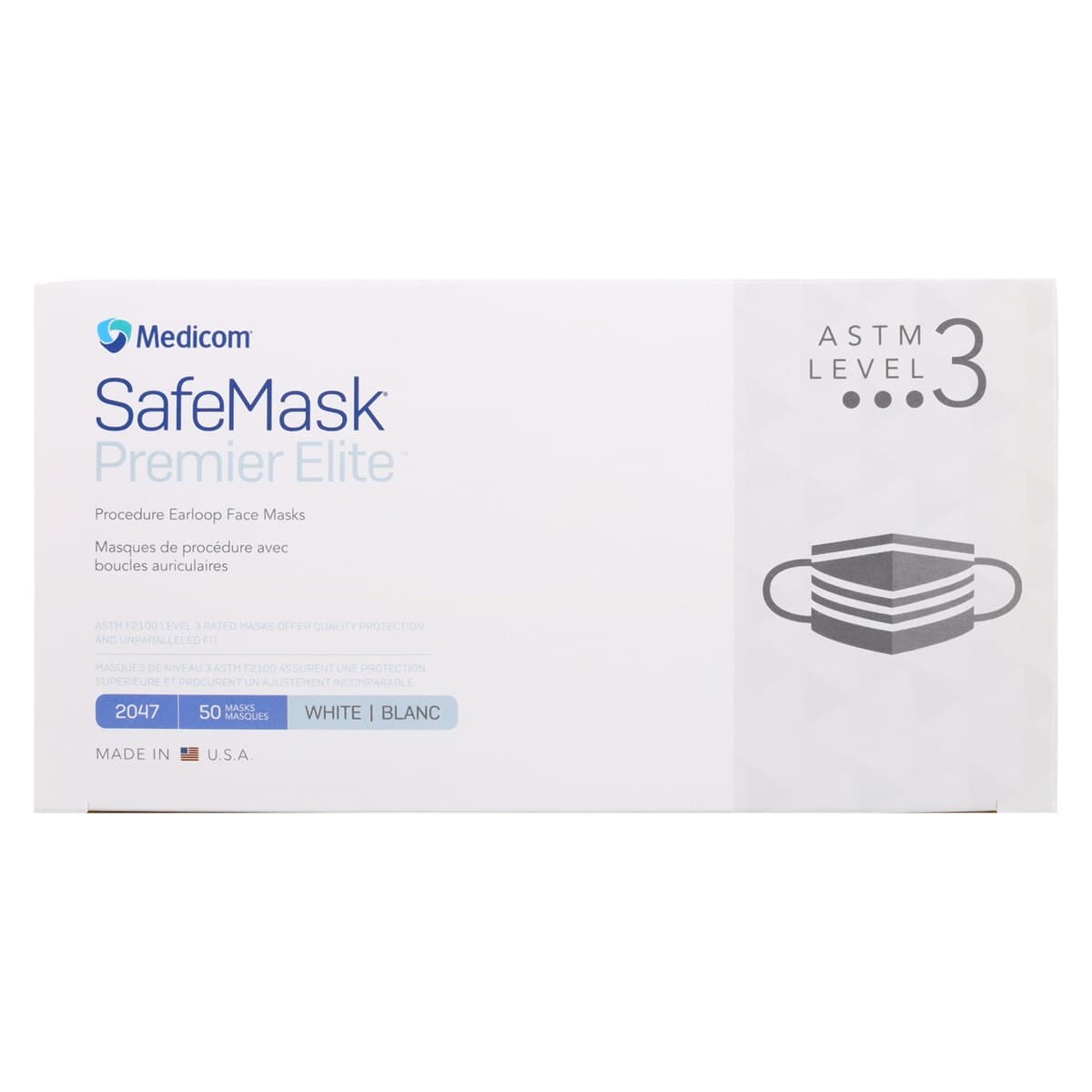SafeMask Premier Elite Procedure Face Mask, ASTM Level 3, Earloop, White, 50/Box, 2047 thumbnail 9