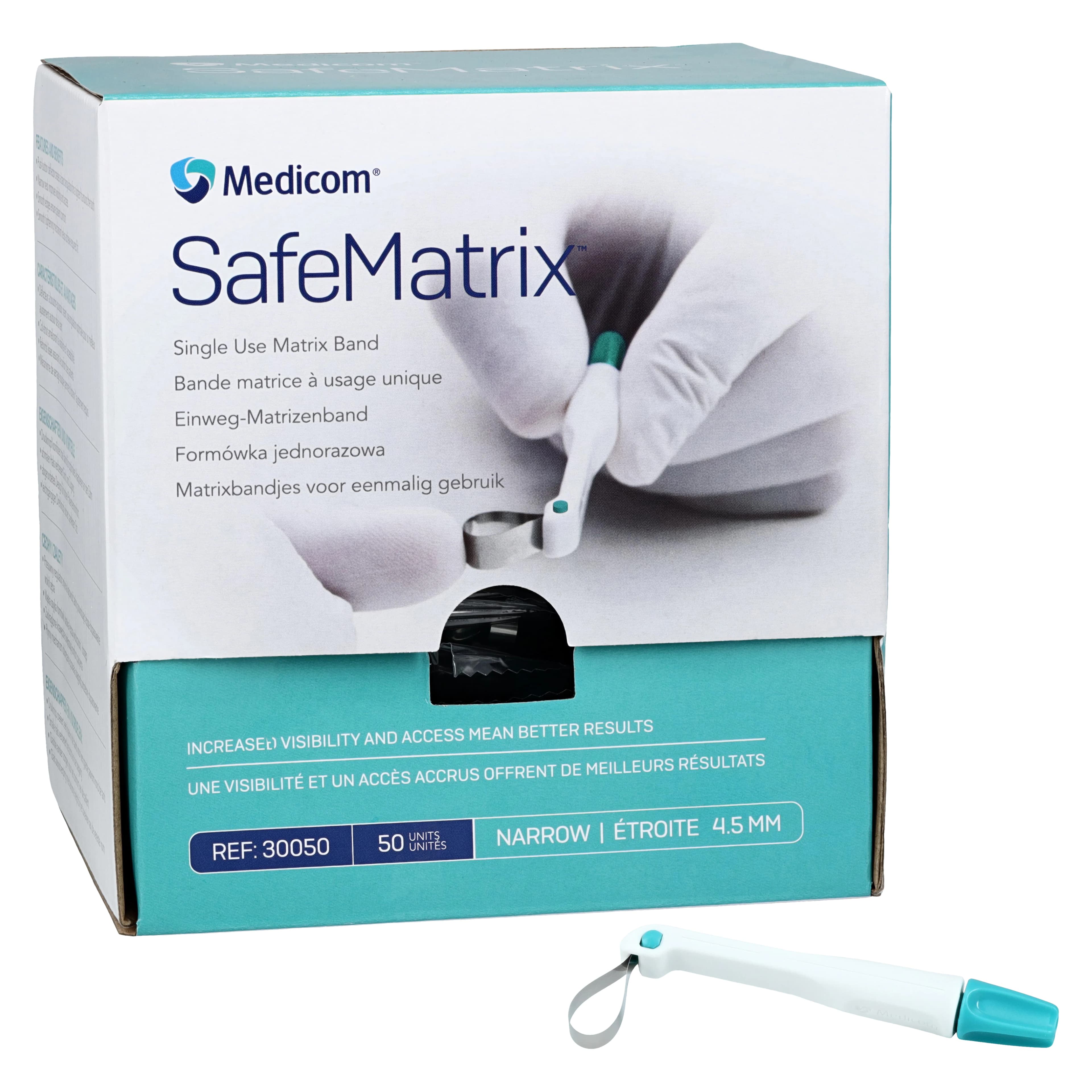 Medicom SafeMatrix Single-Use Matrix Bands, Narrow 4.5mm, Green, 50/Box, 30050 thumbnail 2