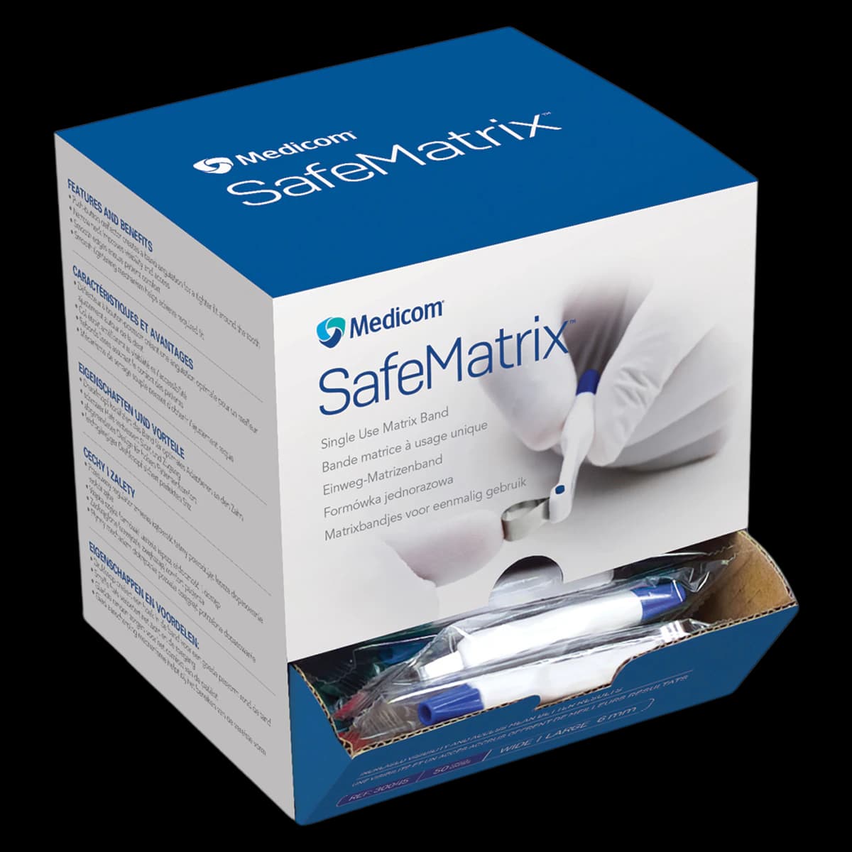 Medicom SafeMatrix Single-Use Matrix Bands, Regular Wide 6mm, Blue, 50/Box, 30045 thumbnail 2