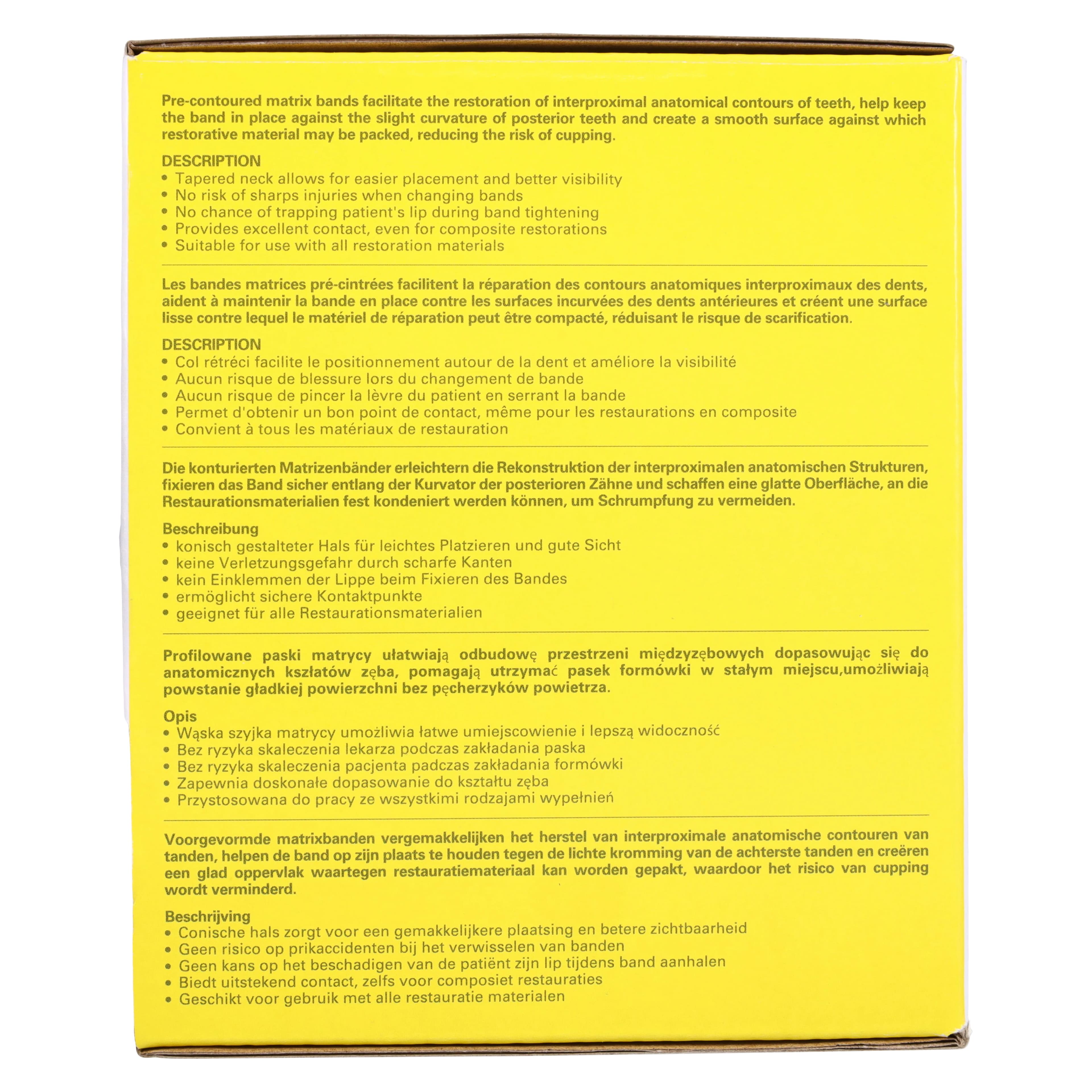 Medicom SafeMatrix Contour Single-Use Matrix Bands, Narrow 4.5mm, Yellow, 50/Box, 30060 thumbnail 6