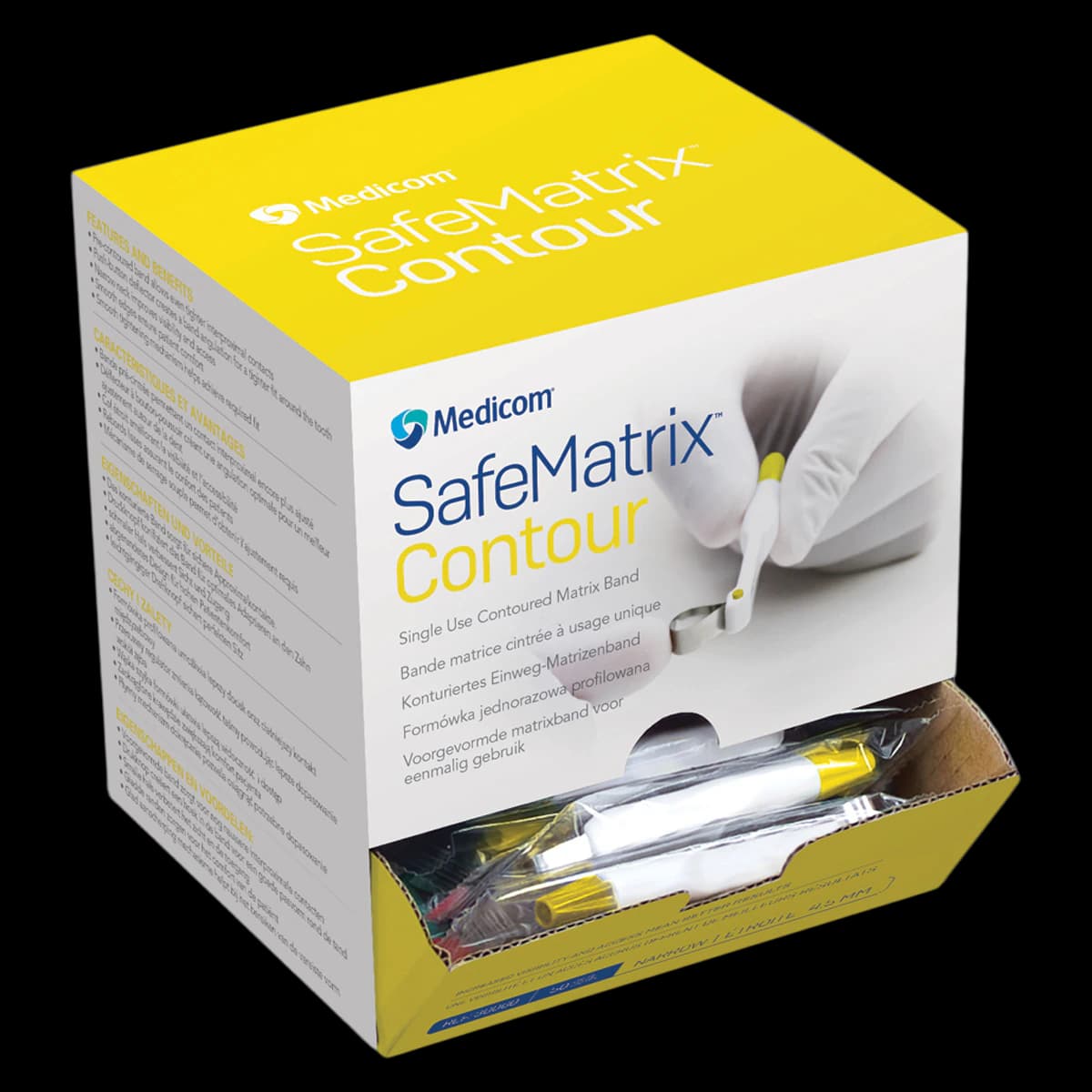 Medicom SafeMatrix Contour Single-Use Matrix Bands, Narrow 4.5mm, Yellow, 50/Box, 30060 - SafeMatrix Contour Single-Use Matrix Bands 50/Box - Image 1