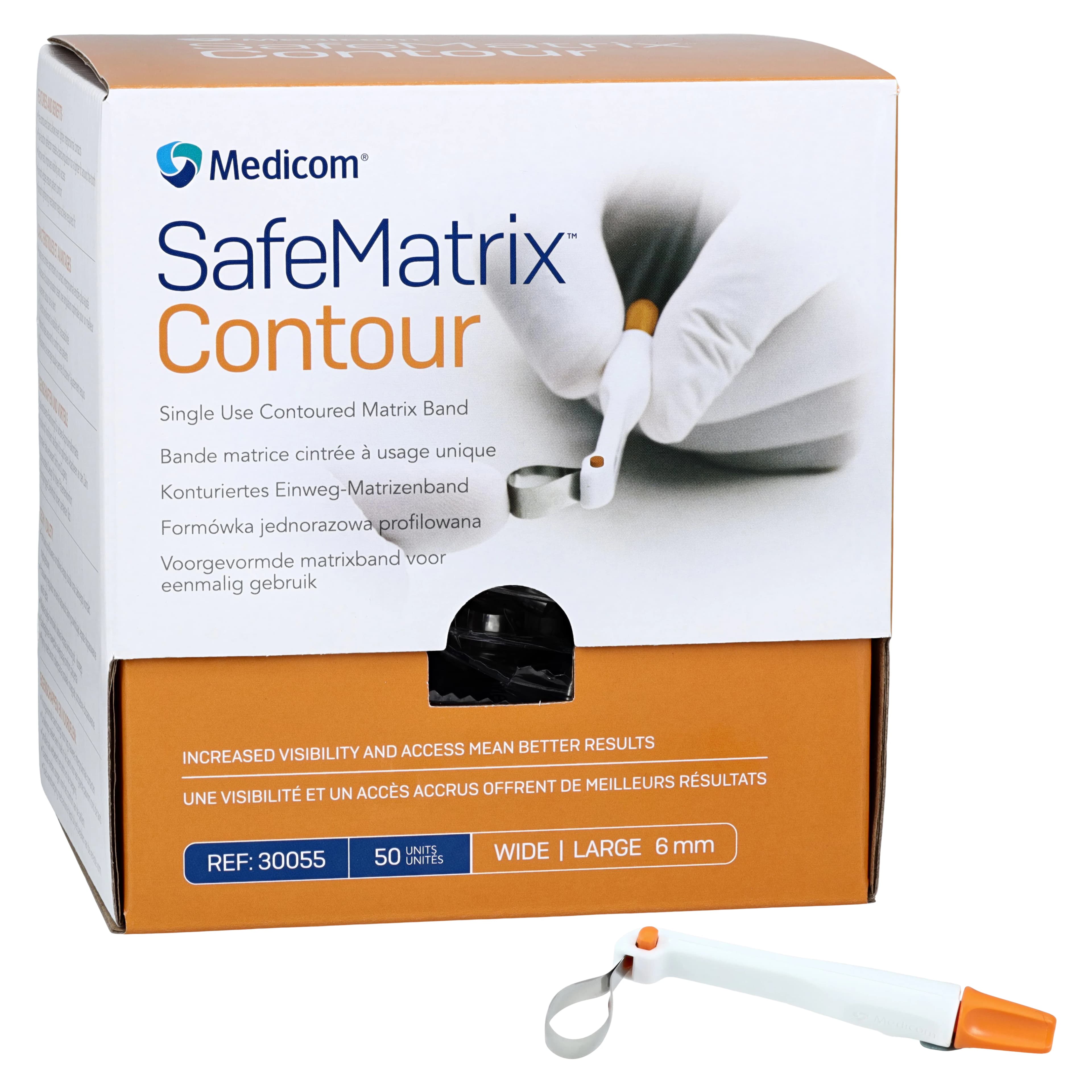 Medicom SafeMatrix Contour Single-Use Matrix Bands, Wide 6mm, Orange, 50/Box, 30055 thumbnail 2