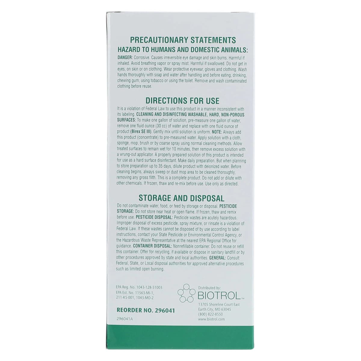 BirexSE III Disinfectant Introductory Pack, 1 oz Packets, 6/Bx, 296041 thumbnail 2
