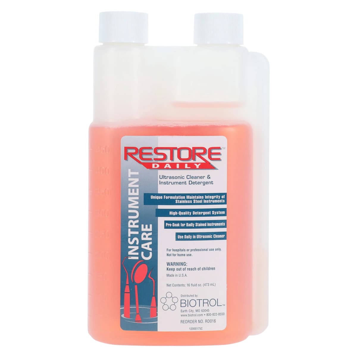 Restore Daily Ultrasonic Cleaner and Instrument Detergent, 16 oz Bottle, RD-016 - Restore Daily Ultrasonic Solution 16 Oz/Bt - Image 1