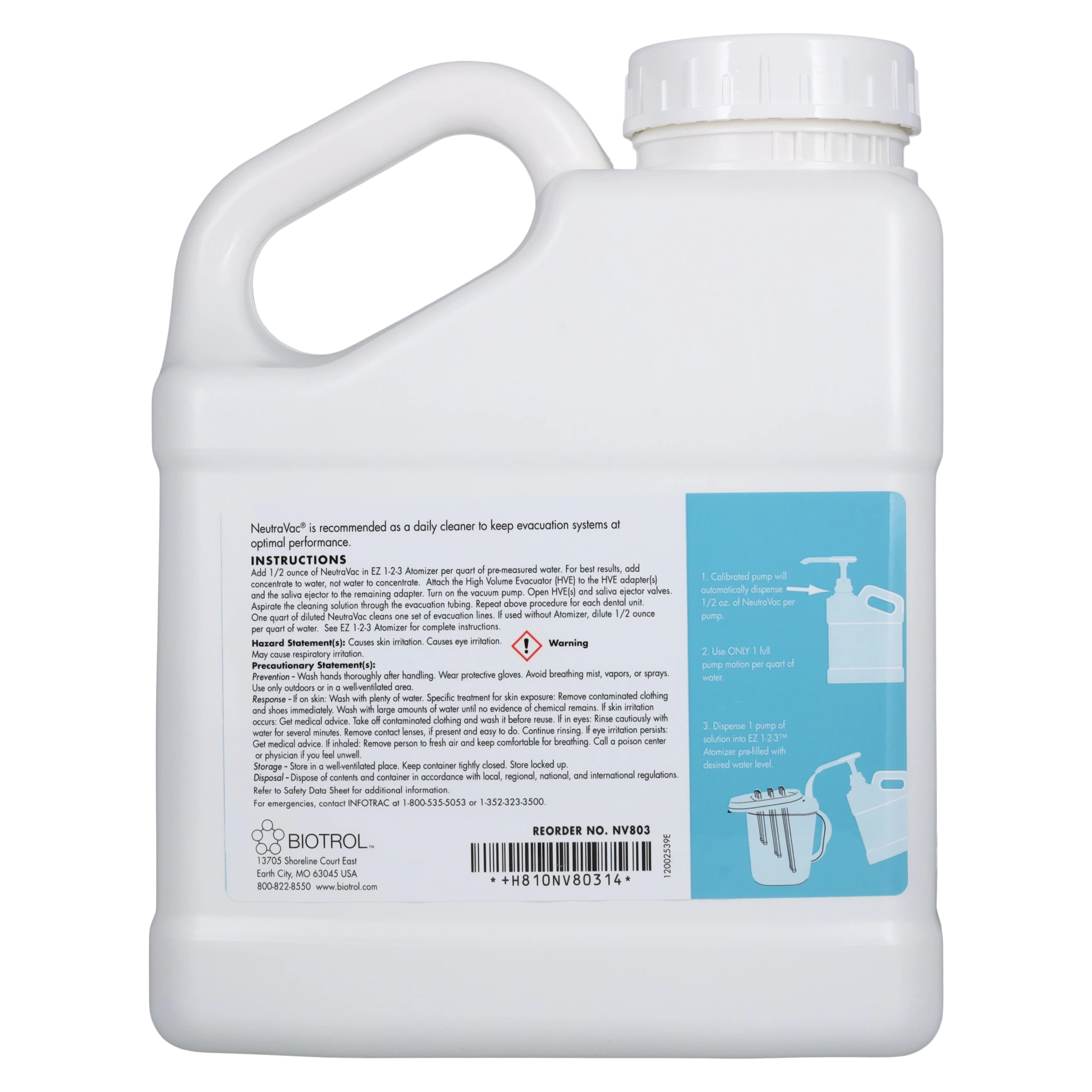 NeutraVAC Evacuation System Cleaner, Concentrated Liquid, 96 oz Bottle with Pump, NV803CS thumbnail 2