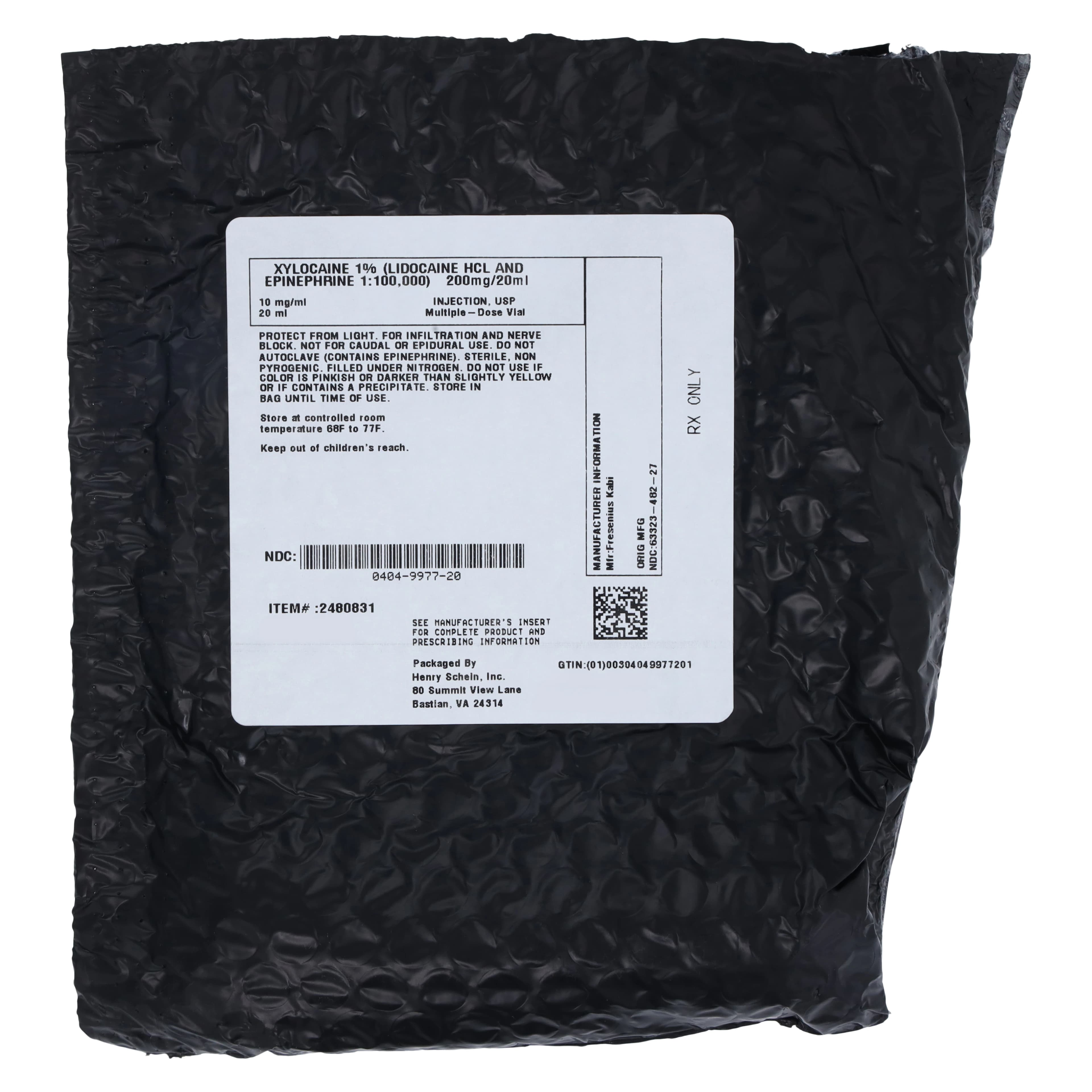 Xylocaine with Epinephrine Injection 1% 1:100,000 MDV 20mL Each thumbnail 3