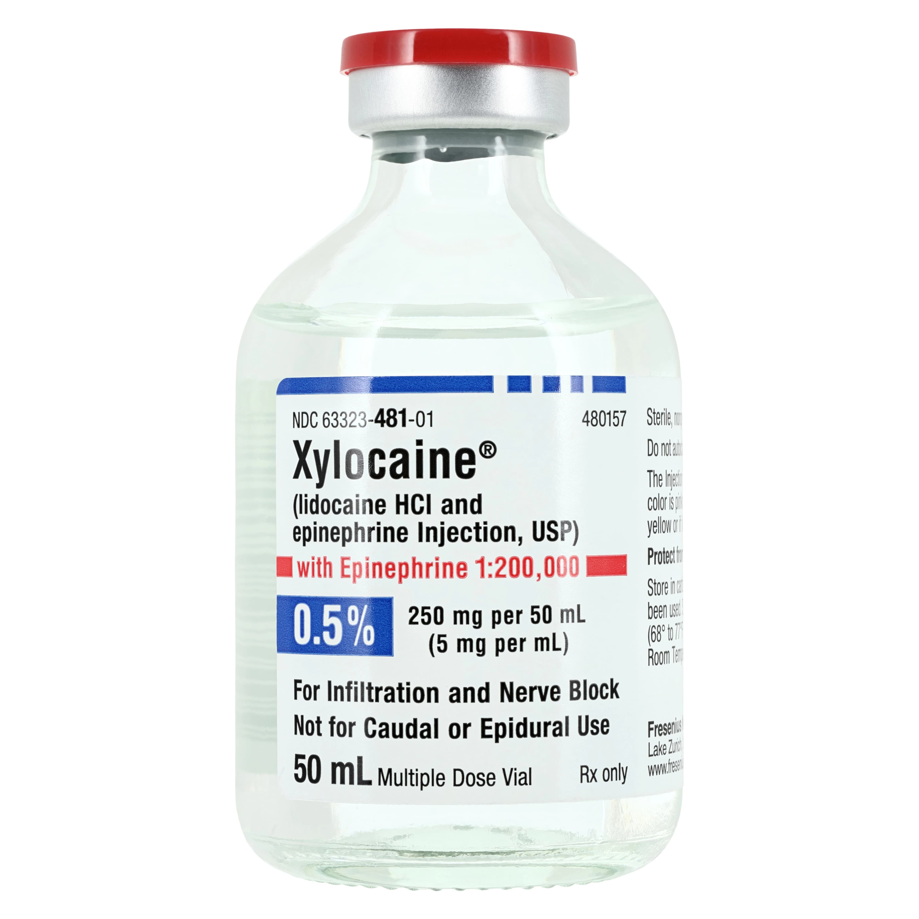 Xylocaine with Epinephrine Injection 0.5% 1:200,000 MDV 50mL Each thumbnail 2