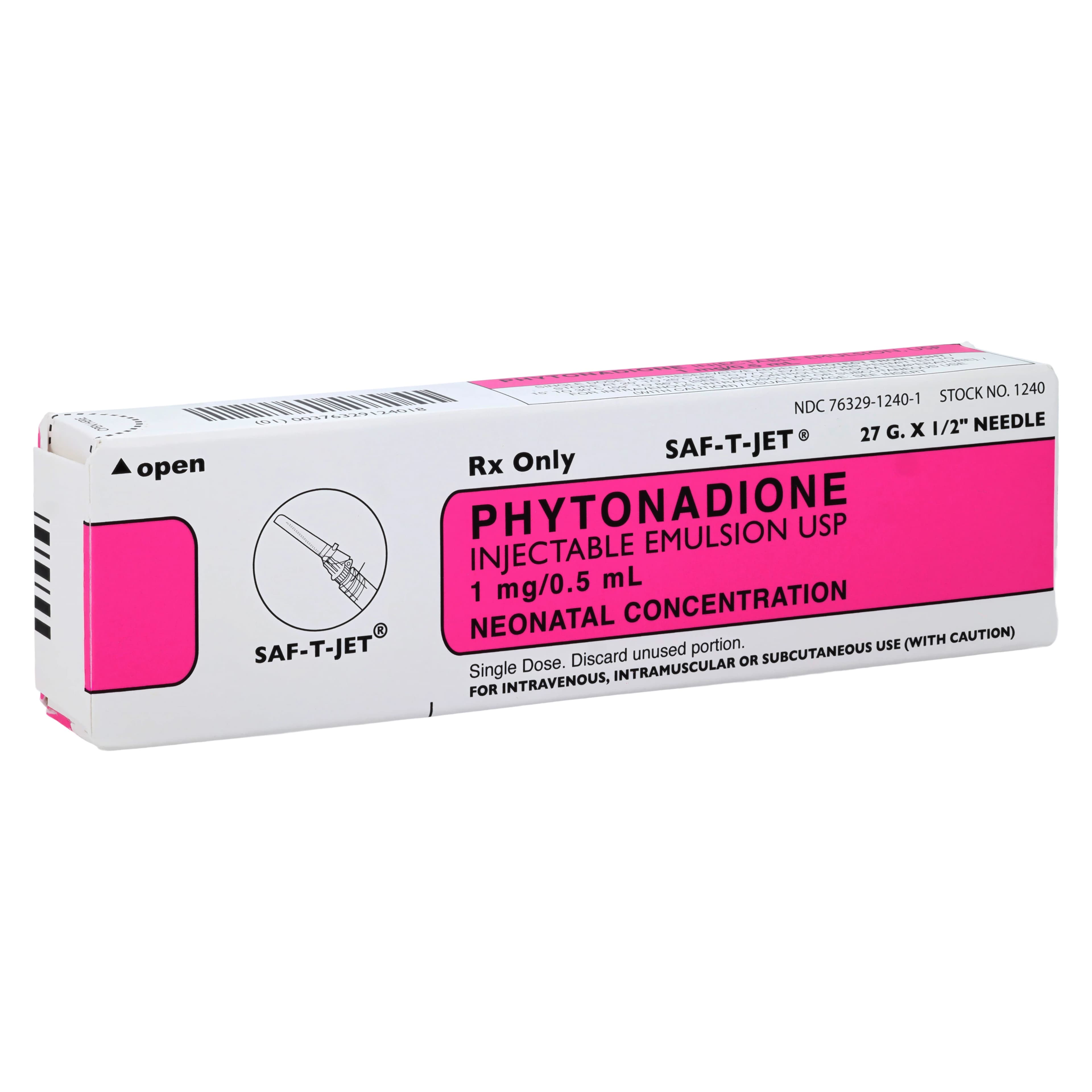 Phytonadione (Vitamin K) Injection 1mg/0.5mL Saf-T-Jet Prefilled Syringe, 0.5mL Each - Phytonadione (Vit K) Syr - Image 1