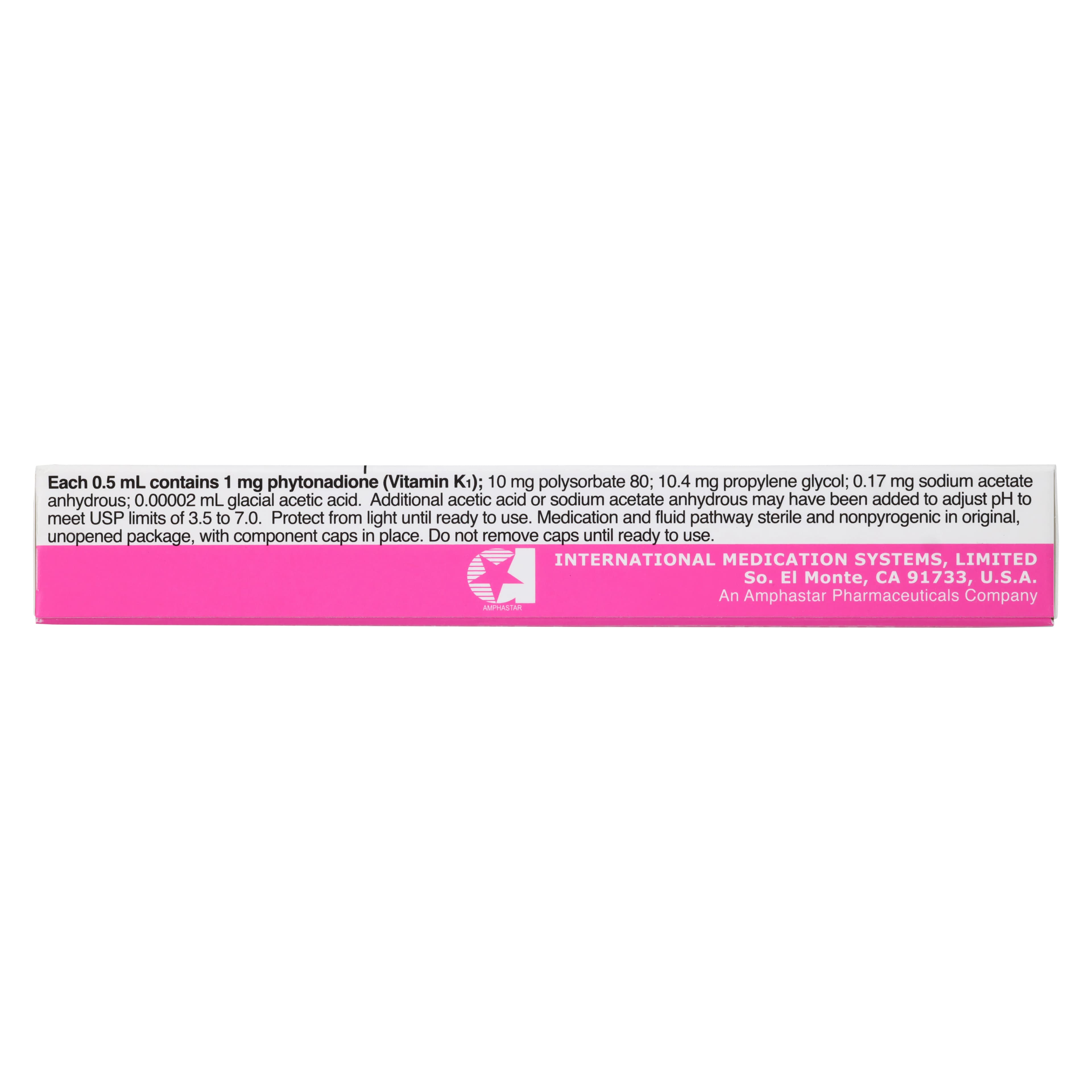 Phytonadione (Vitamin K) Injection 1mg/0.5mL Saf-T-Jet Prefilled Syringe, 0.5mL Each thumbnail 3