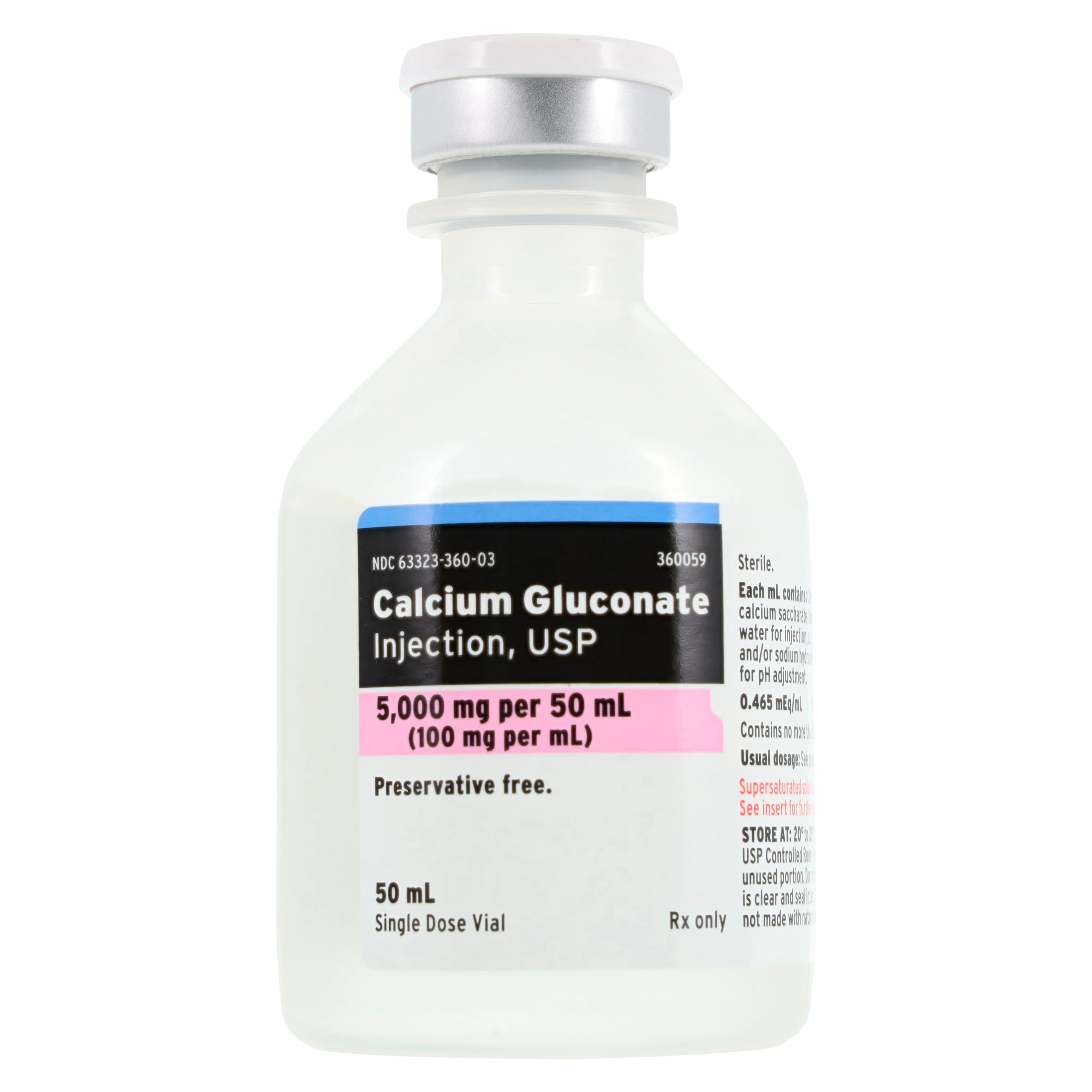 Calcium Gluconate Injection 100 mg/mL, Single-Dose Vial, 50 mL, Non-Returnable (Fresenius Kabi) - Calcium Glu Inj SDV NR - Image 1