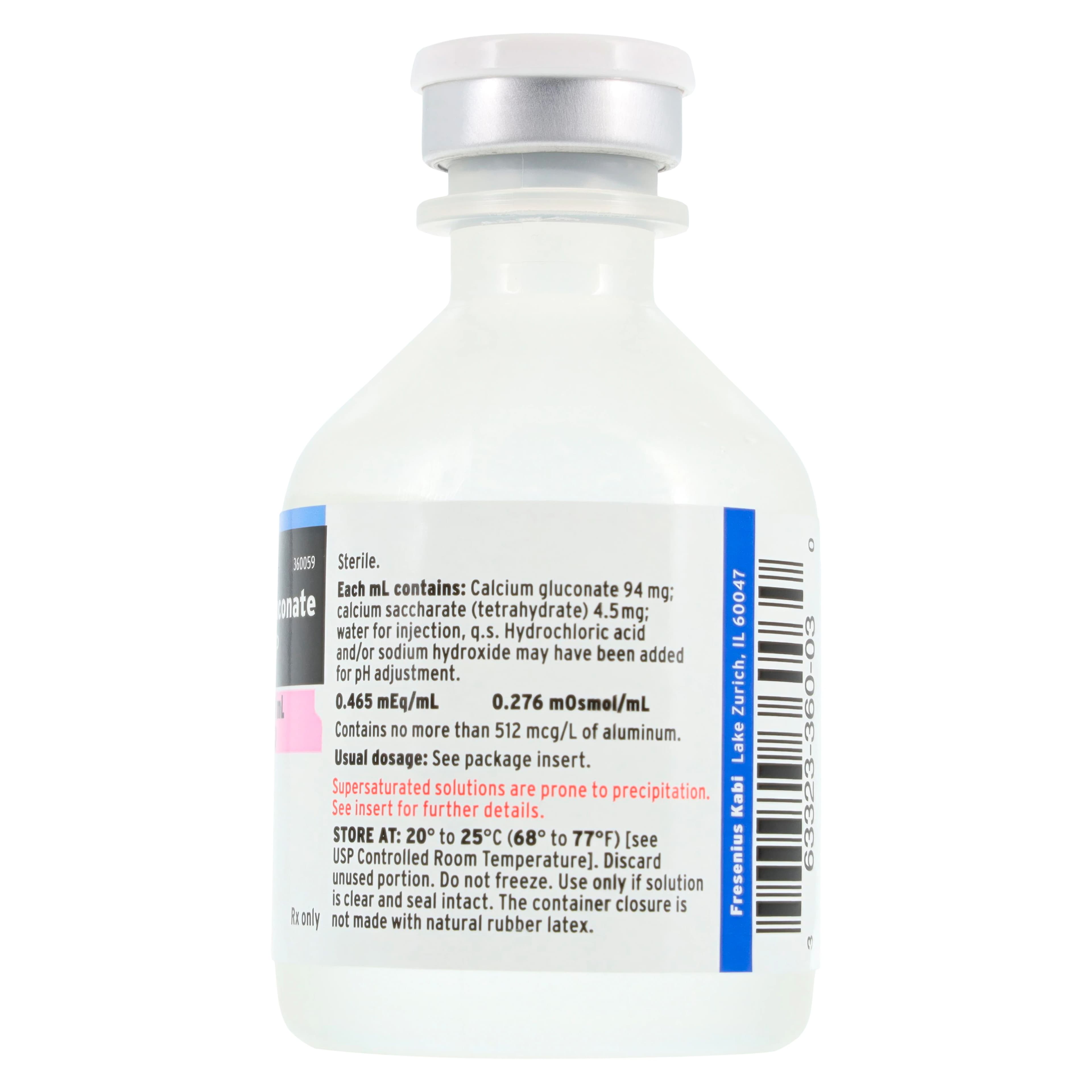 Calcium Gluconate Injection 100 mg/mL, Single-Dose Vial, 50 mL, Non-Returnable (Fresenius Kabi) thumbnail 2