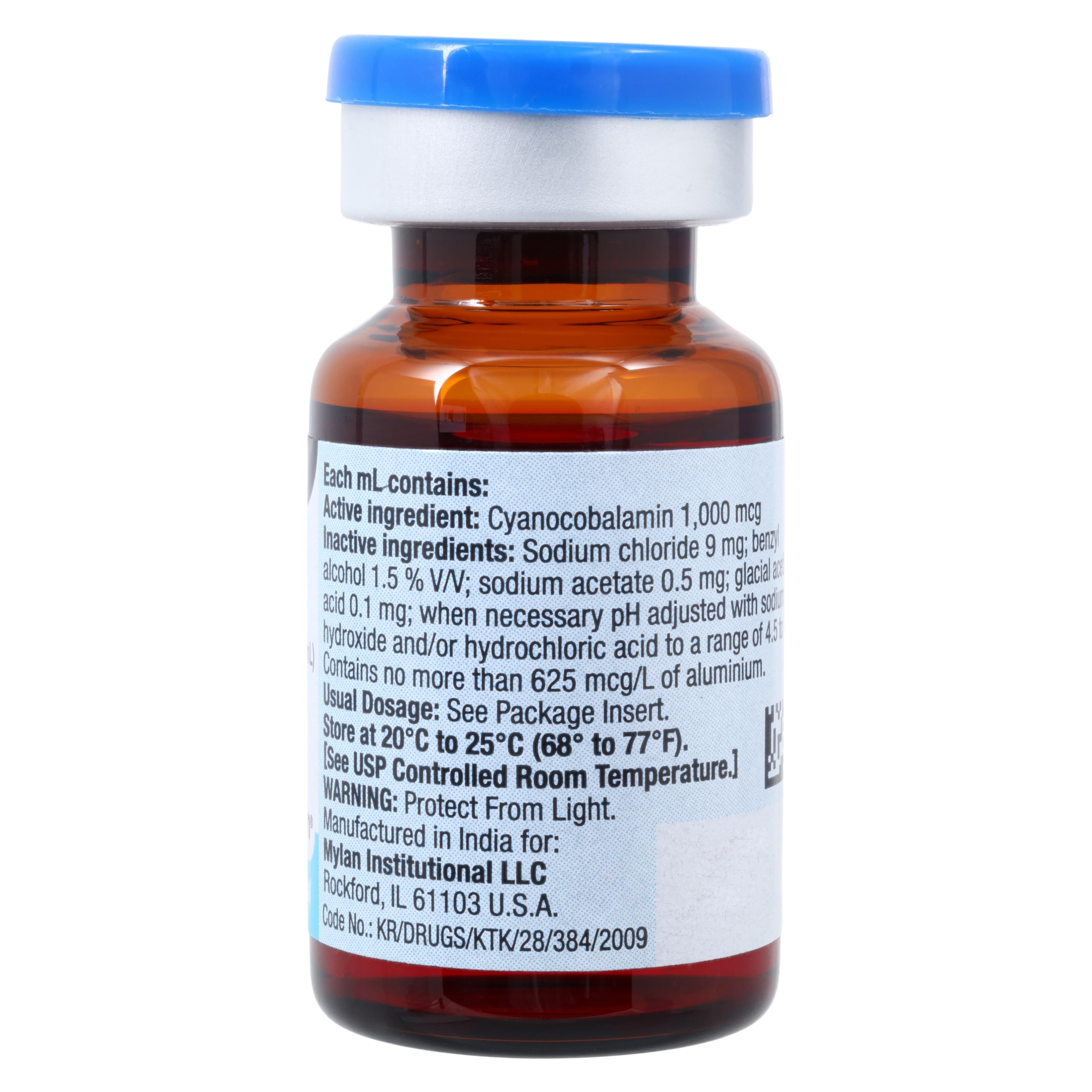 Cyanocobalamin Injection 1000 mcg/mL MDV, 10 mL, Mylan Pharmaceuticals thumbnail 2