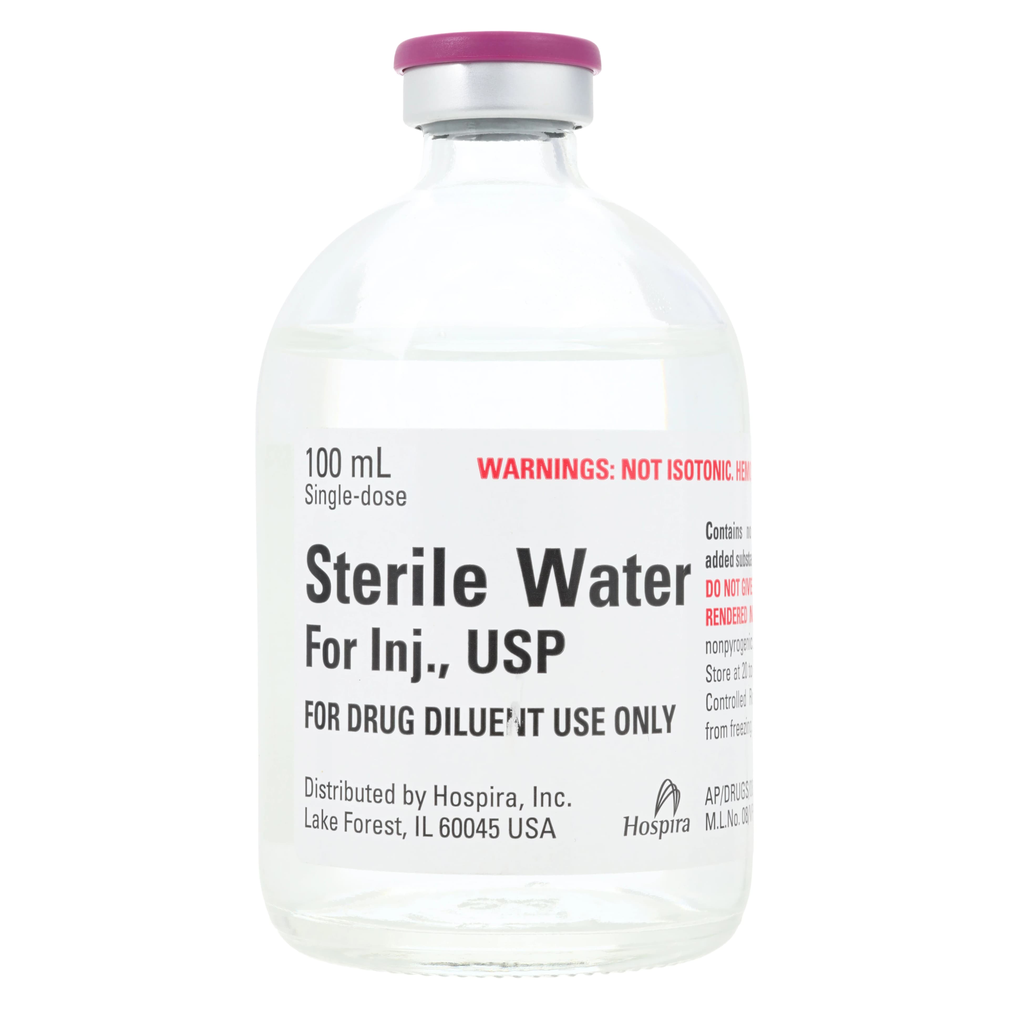 Sterile Water Injection, Single Dose Vial (SDV), 100 mL, Pfizer - Sterile Water Inj N-R - Image 1