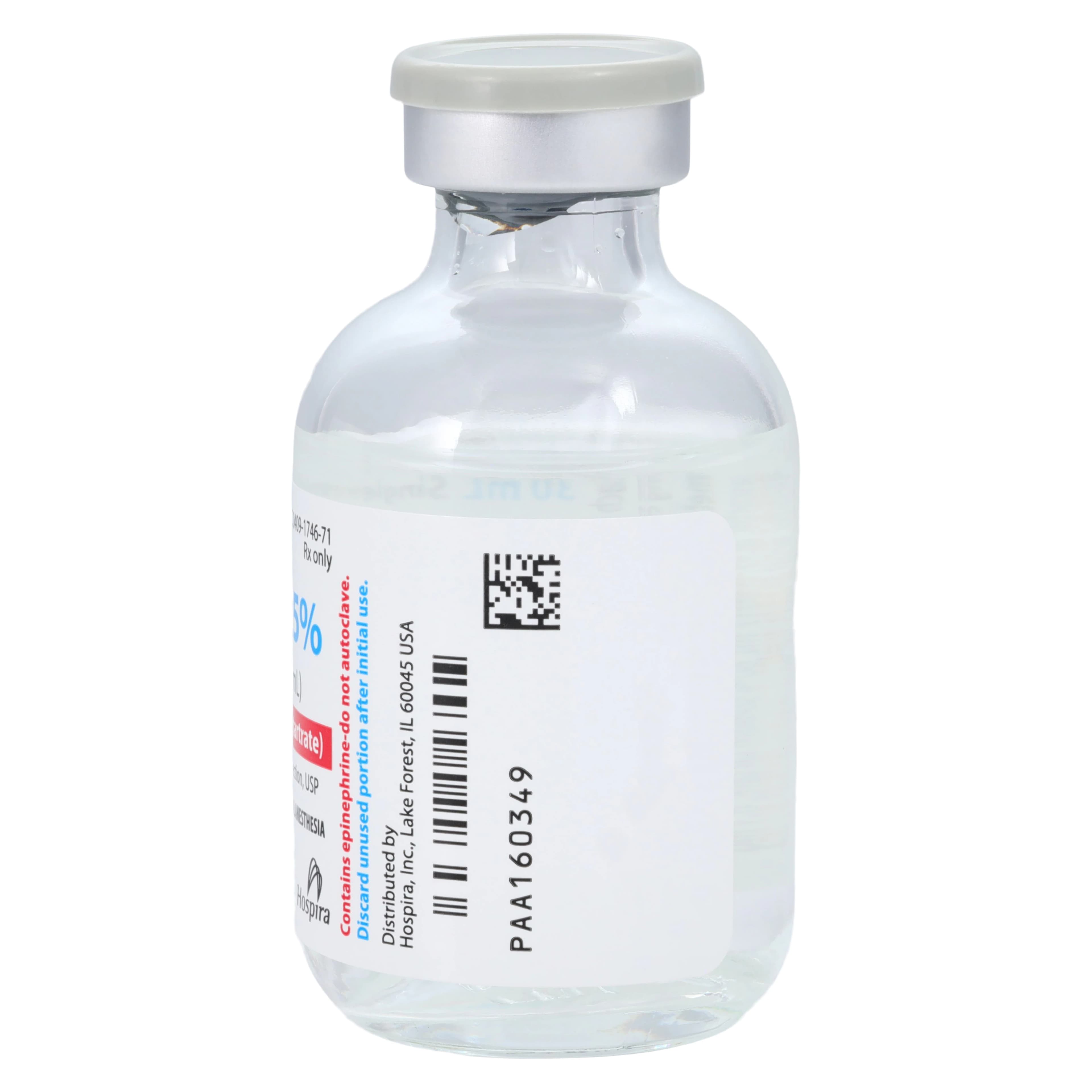 Marcaine (Bupivacaine HCl) with Epinephrine Injection, 0.25% with 1:200,000 Epinephrine, Preservative-Free, Single-Dose Vial, 30 mL thumbnail 4