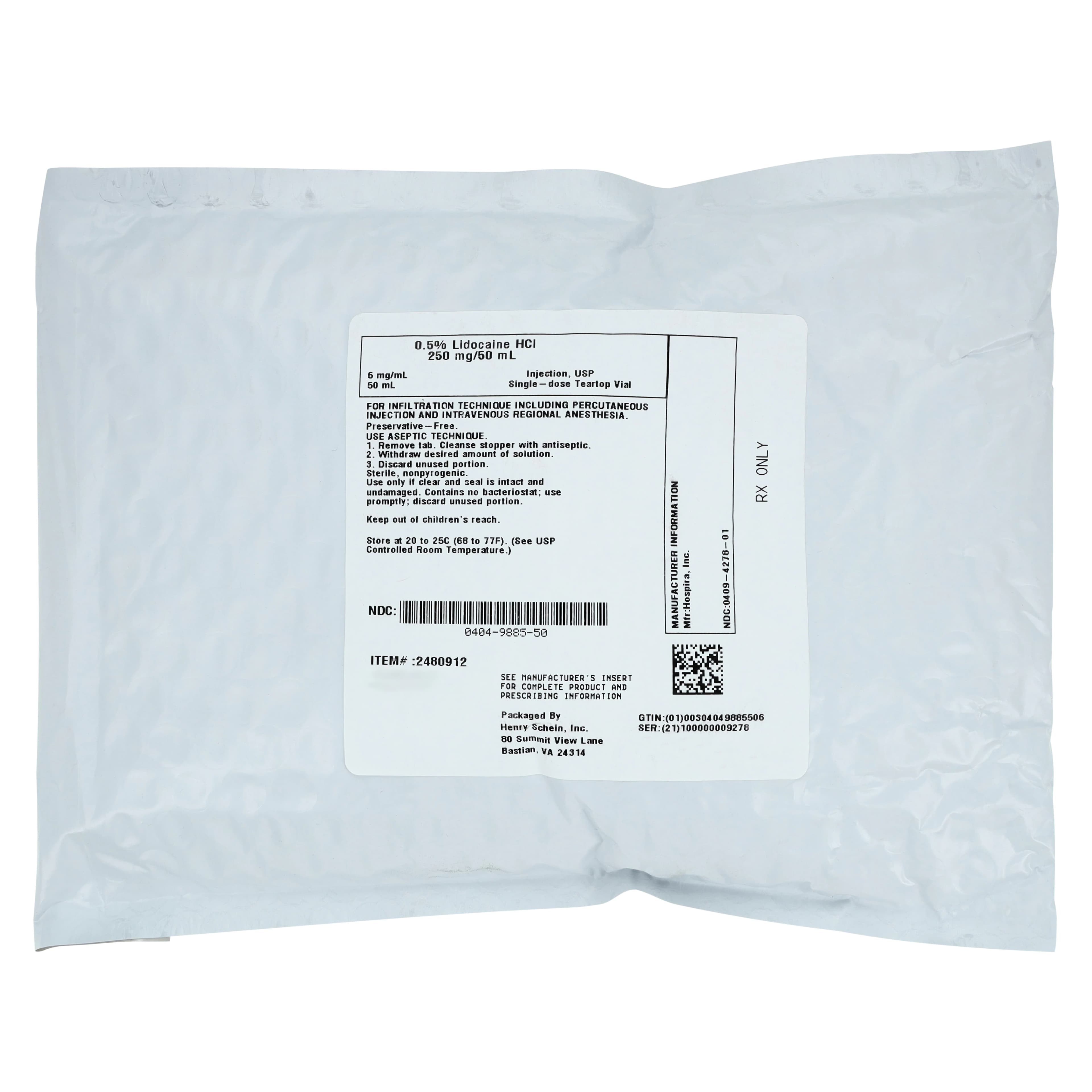 Lidocaine HCl Injection 0.5% Preservative Free, Single-Dose Vial, 50 mL, Pfizer thumbnail 3
