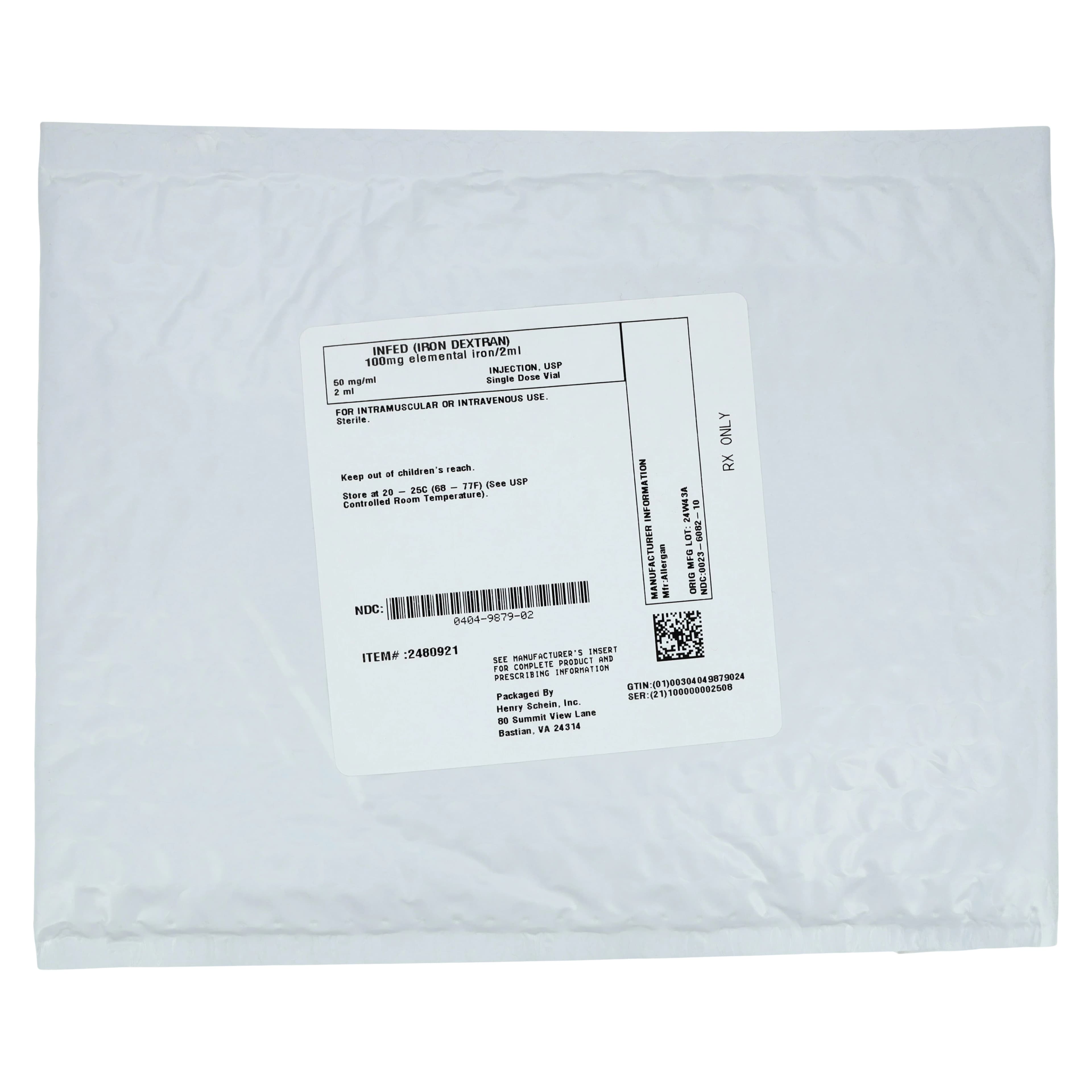 Infed (Iron Dextran) Injection, 50 mg/mL, 2 mL Single-Dose Vial thumbnail 4