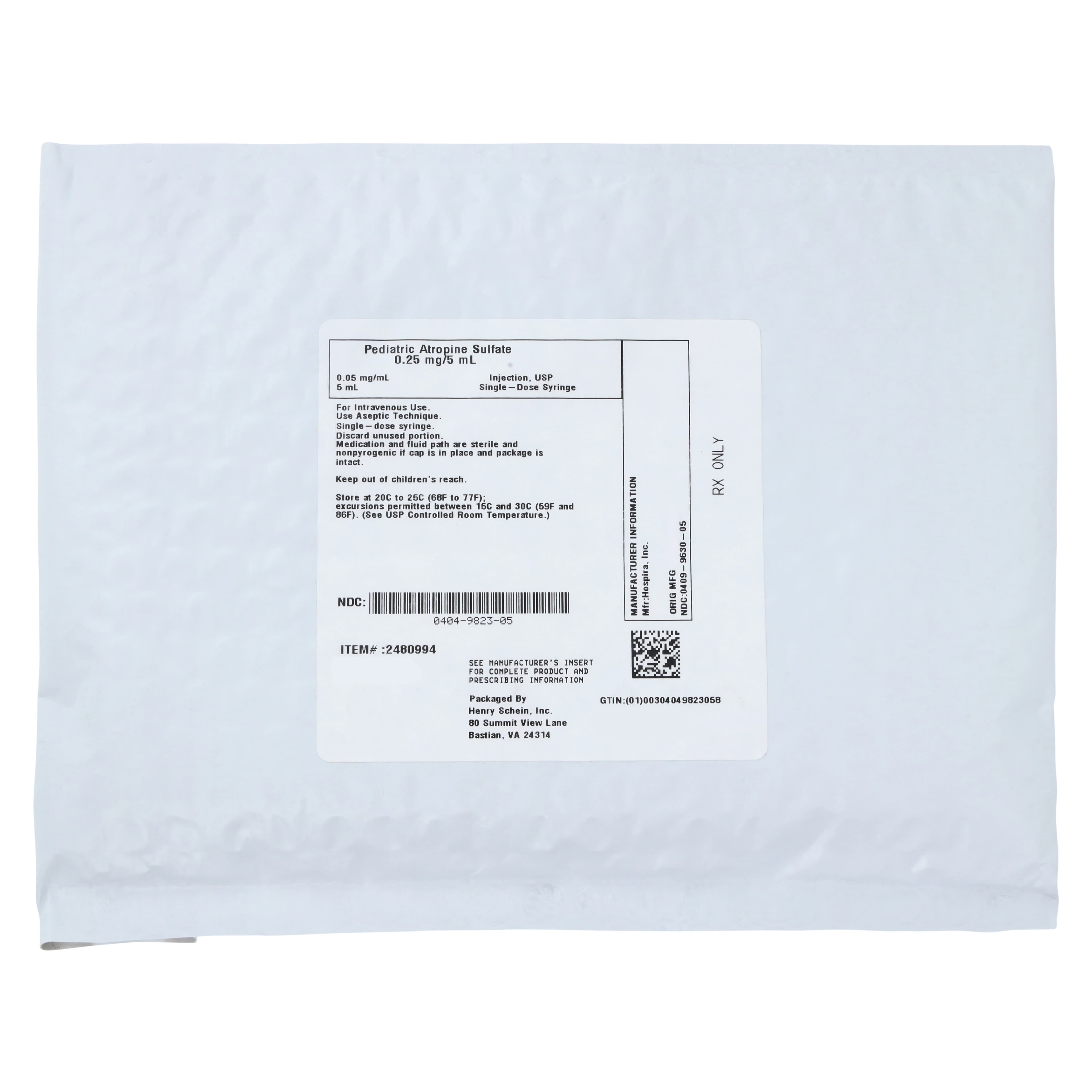 Atropine Sulfate Injection 0.05mg/mL Pediatric Ansyr Syringe 5mL Each thumbnail 7