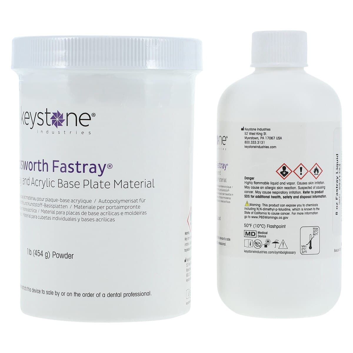 Fastray Custom Tray and Acrylic Base Plate Material Standard Kit, White, Regular Set, 1 lb Powder & 8 oz Liquid, 0921377 thumbnail 4