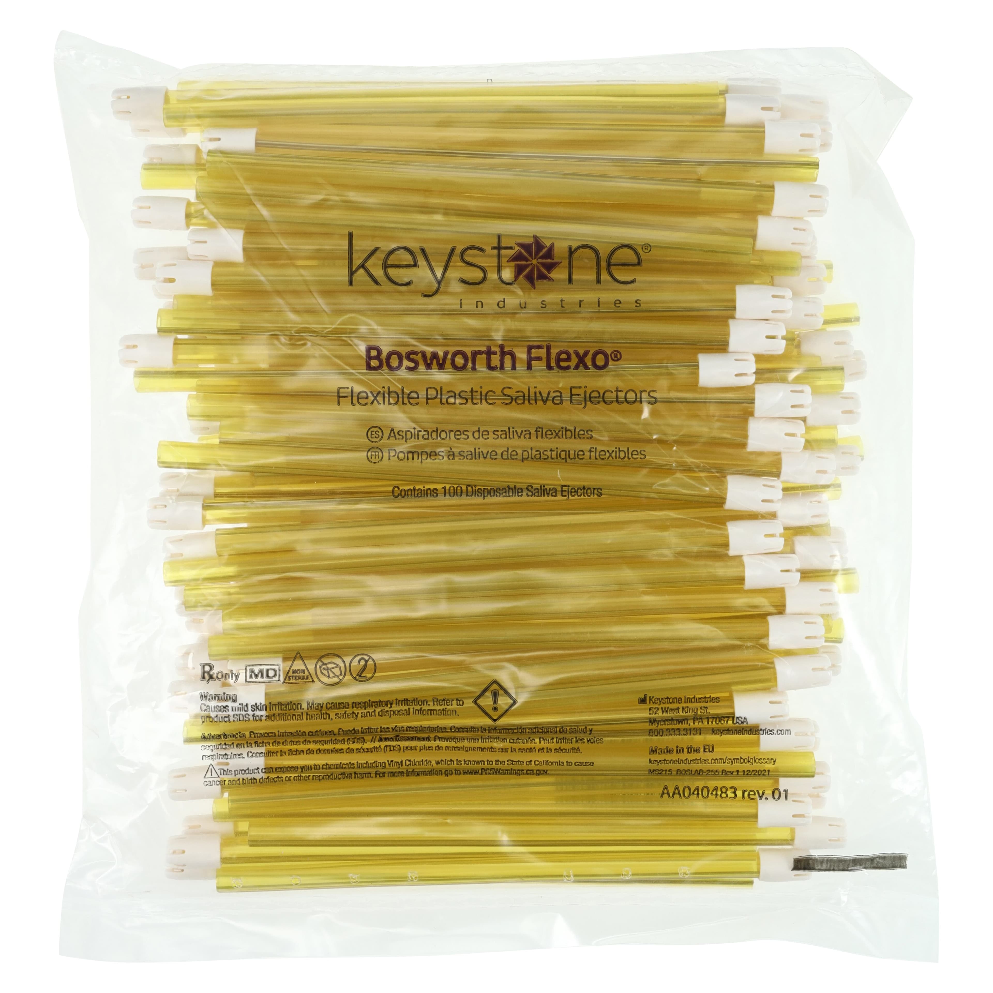 Flexo Disposable Saliva Ejectors, Plastic, Fixed Tips, Yellow, 100/Pk, 1662217 thumbnail 3