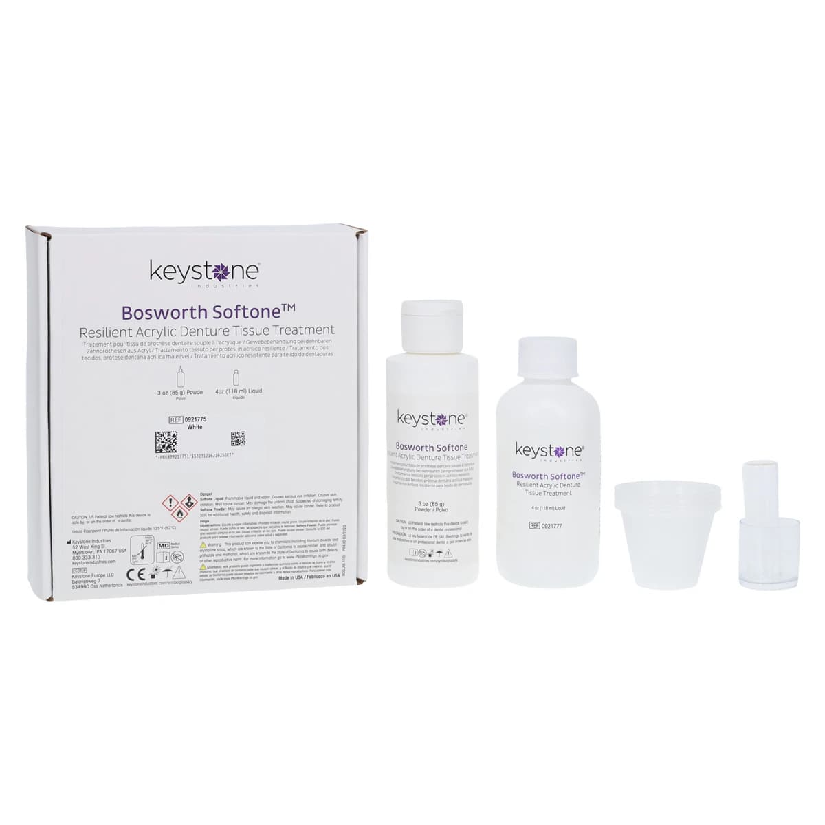 Softone Standard Kit, White, Tissue Conditioner & Functional Impression Material, 3 oz Powder + 4 oz Liquid, 0921775 - Softone Standard Kit - Image 1