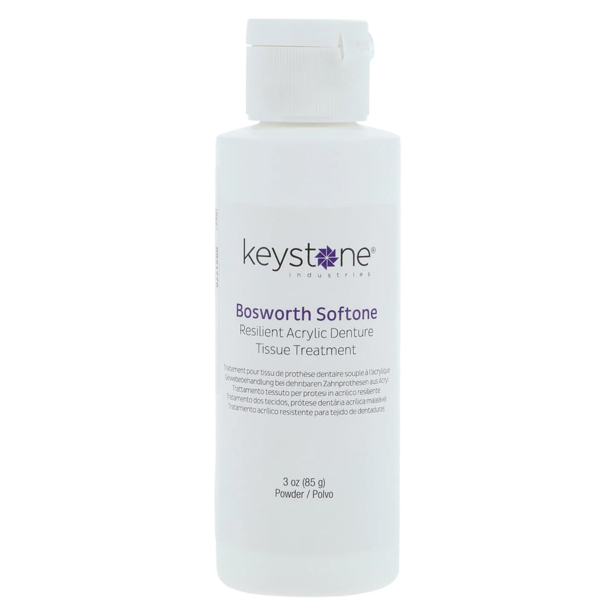 Softone Resilient Denture Acrylic Treatment & Functional Impression Material, Powder, White, 3 oz Bottle, 0921776 - Softone Powder White (3oz) - Image 1