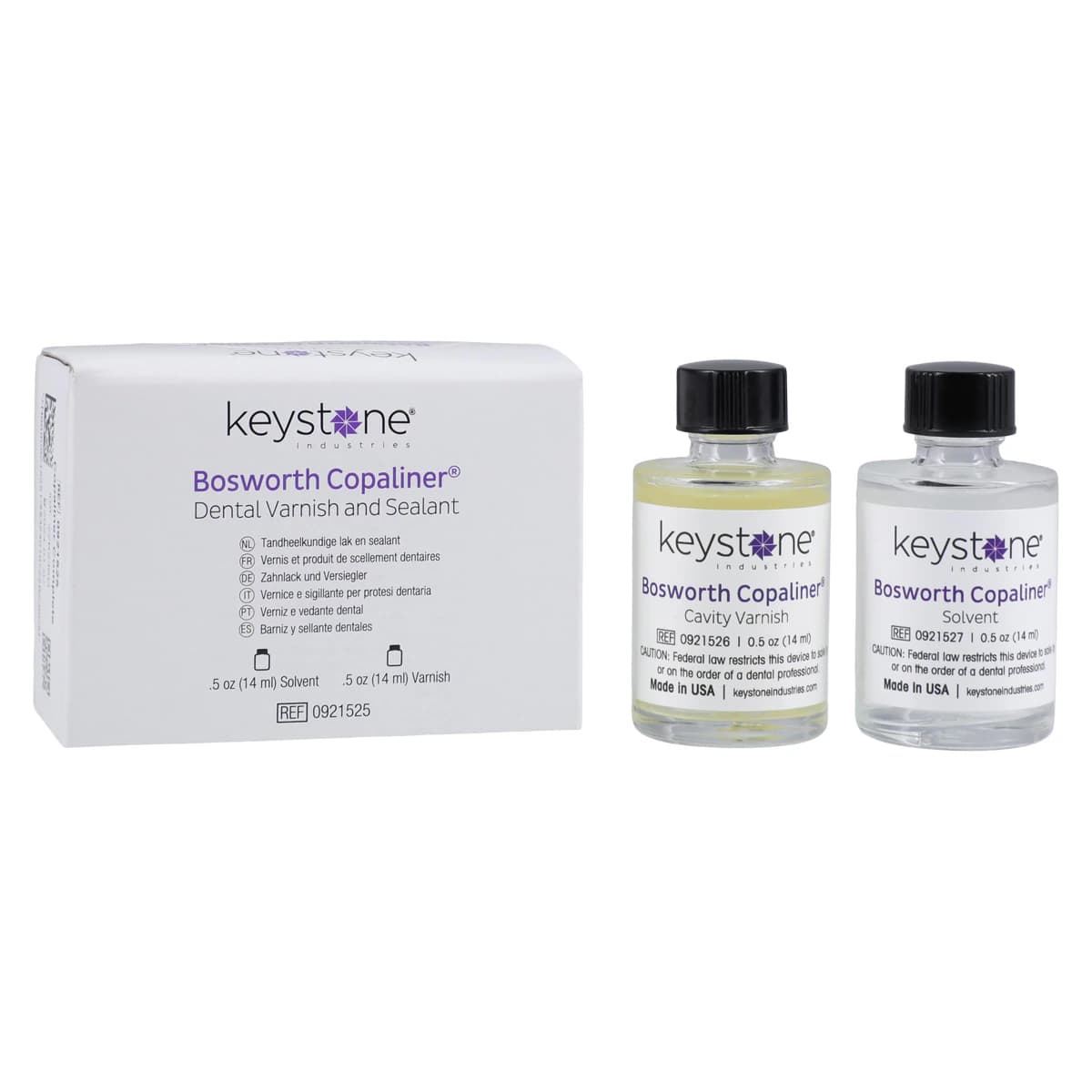 Copaliner Cavity Varnish and Solvent Kit, 0.5 oz (14 ml) Each, Complete Set, 0921525 - Varnish and Solvent Kit - Image 1