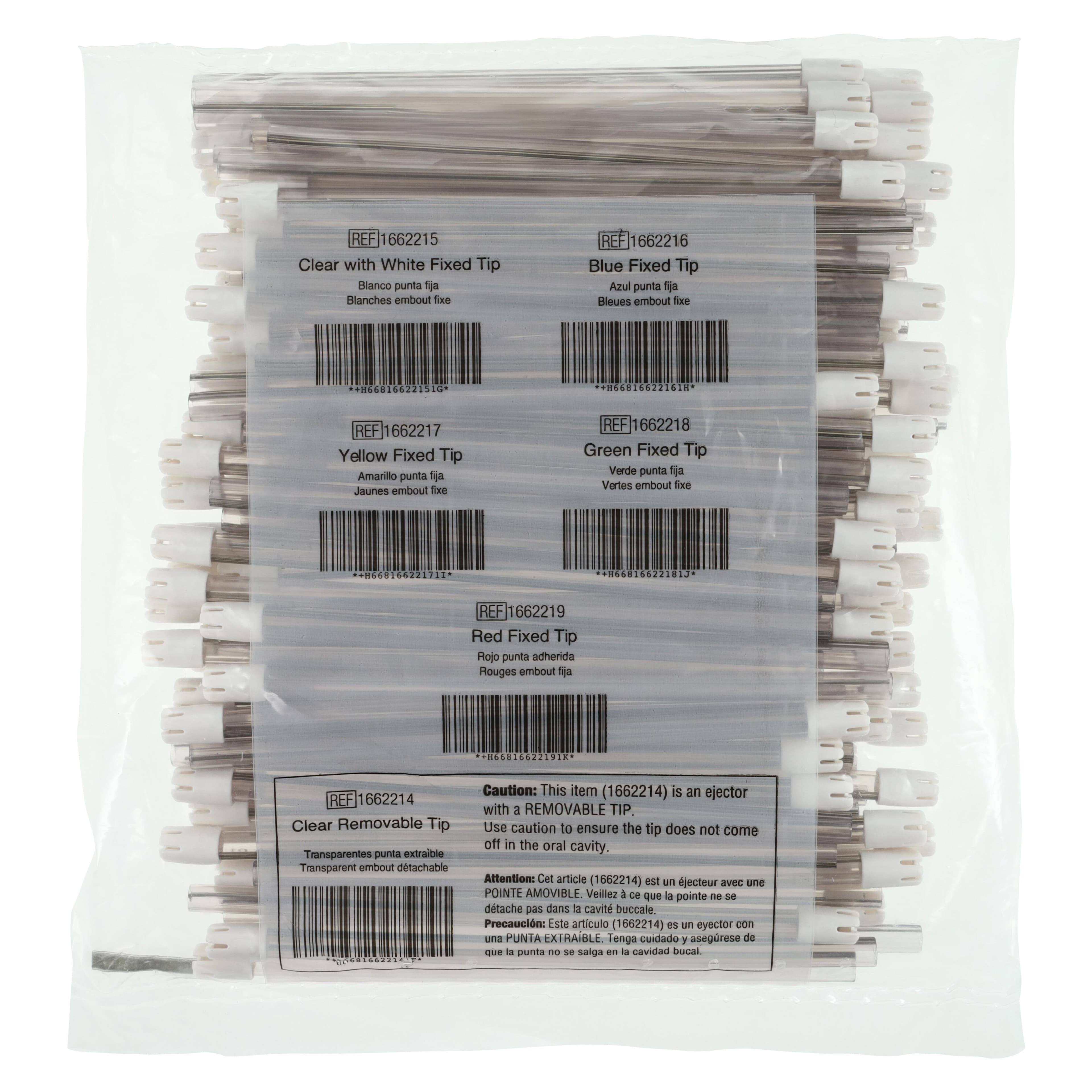 Flexo Disposable Saliva Ejectors, Plastic, Fixed Tips, Clear with White Tip, 100/Pk, 1662215 thumbnail 4