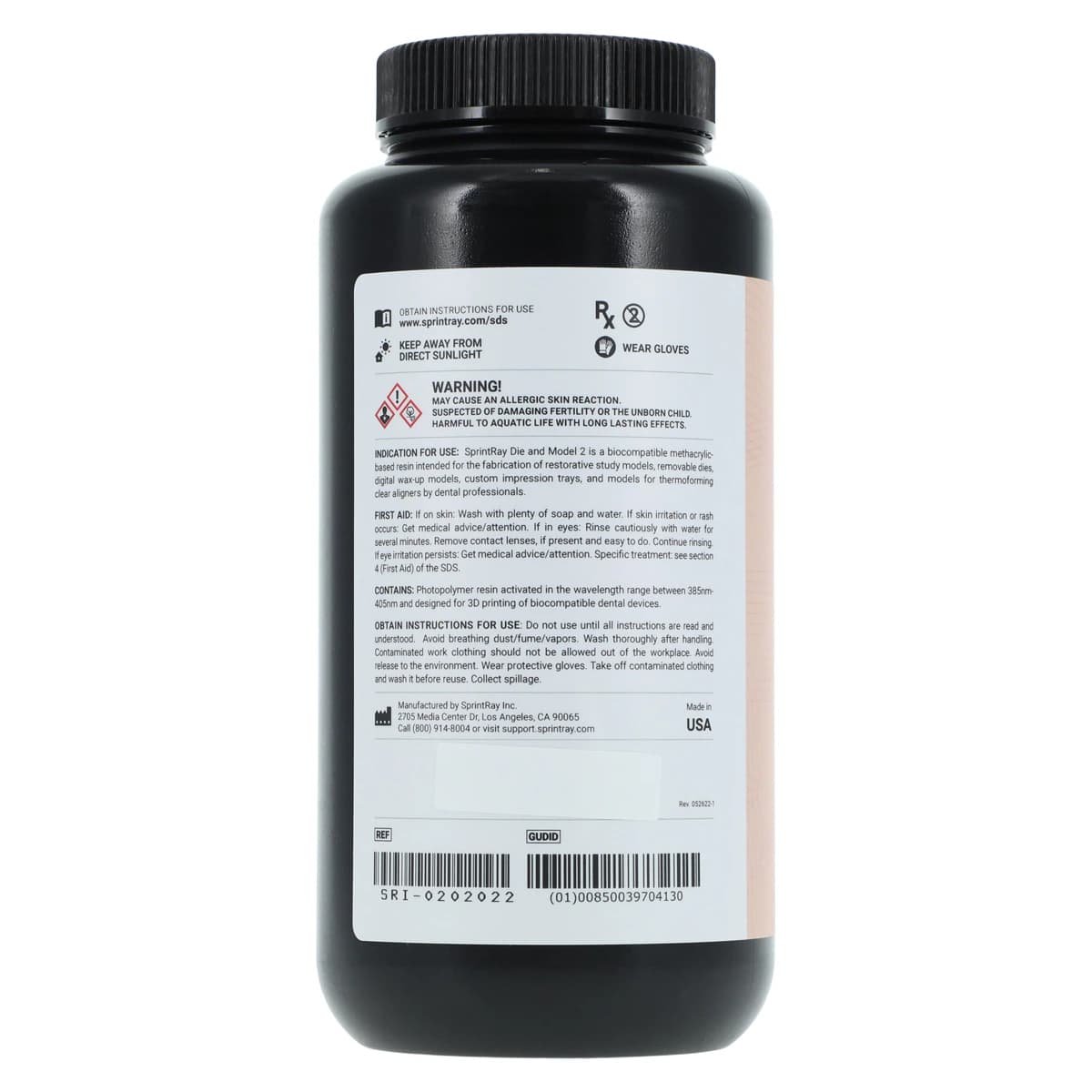 SprintRay Die & Model 2 3D Printing Resin, Natural Shade, 1 kg Bottle thumbnail 4