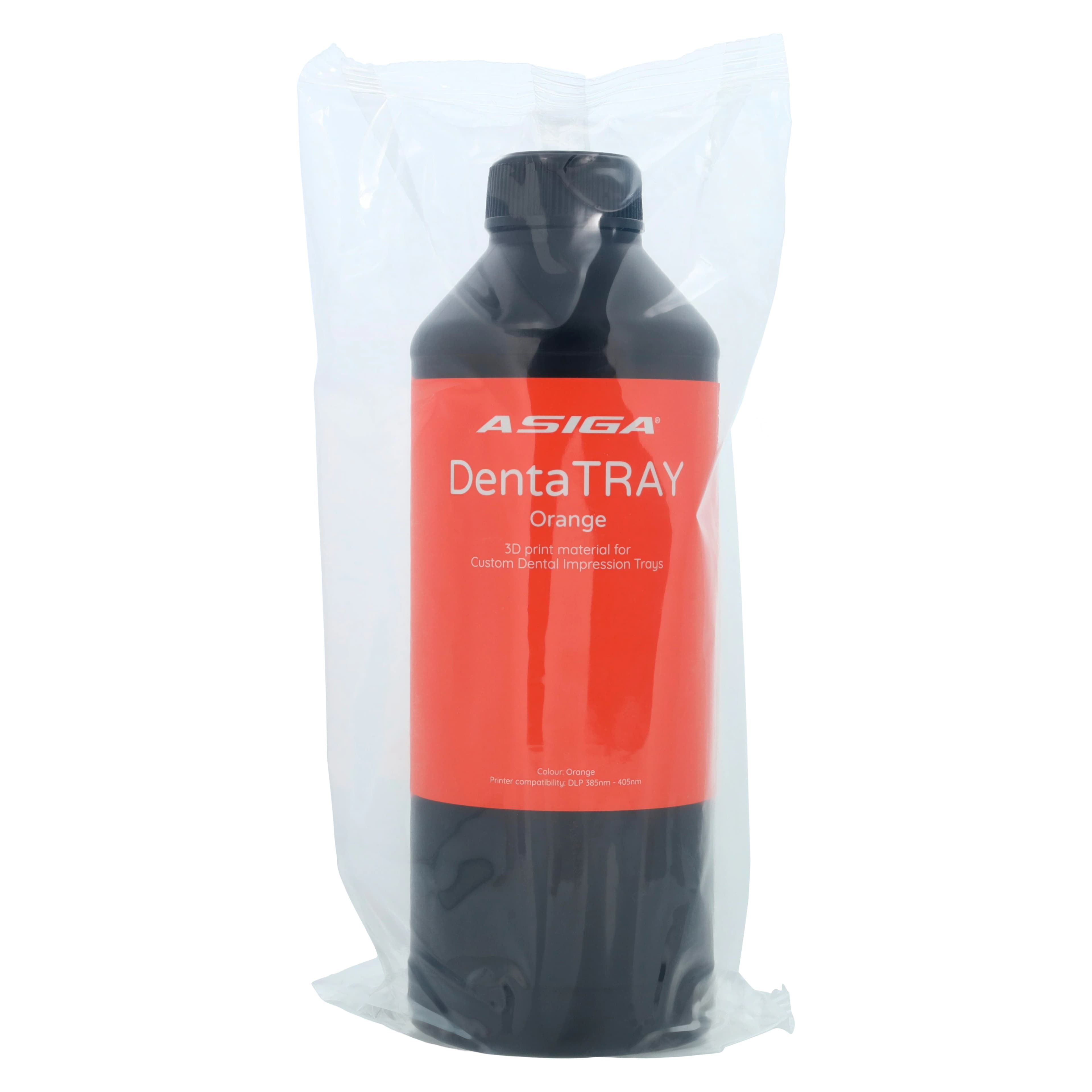 Asiga DentaTRAY 3D Print Resin, Orange, 1 kg Bottle - DentaTRAY - Image 1