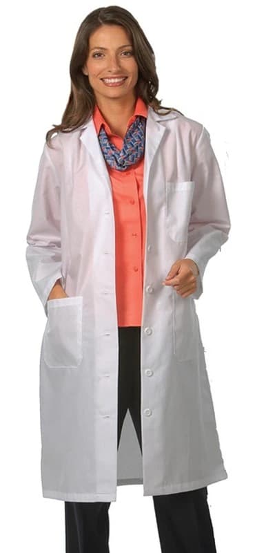 Fashion Seal Ladies White Lab Coat, 65% Polyester / 35% Cotton, 41 in, 3 Pockets, Small - Labcoat Ladies White - Image 1