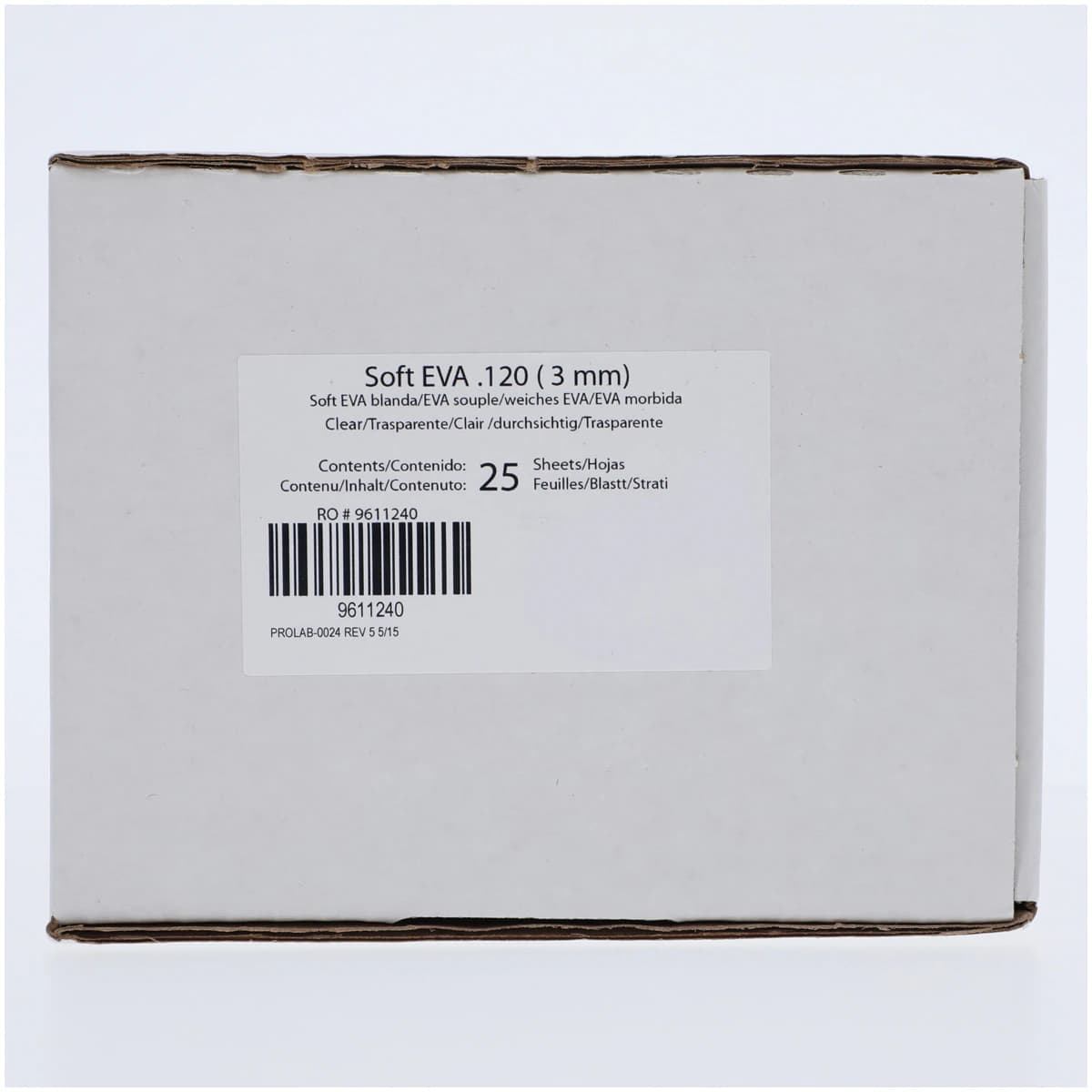 Keystone ProForm Soft EVA Vacuum Forming Sheets, Clear, .120" (3mm) Thickness, 5" x 5" (127 x 127mm), 25 Sheets/Box, 9611240 thumbnail 3