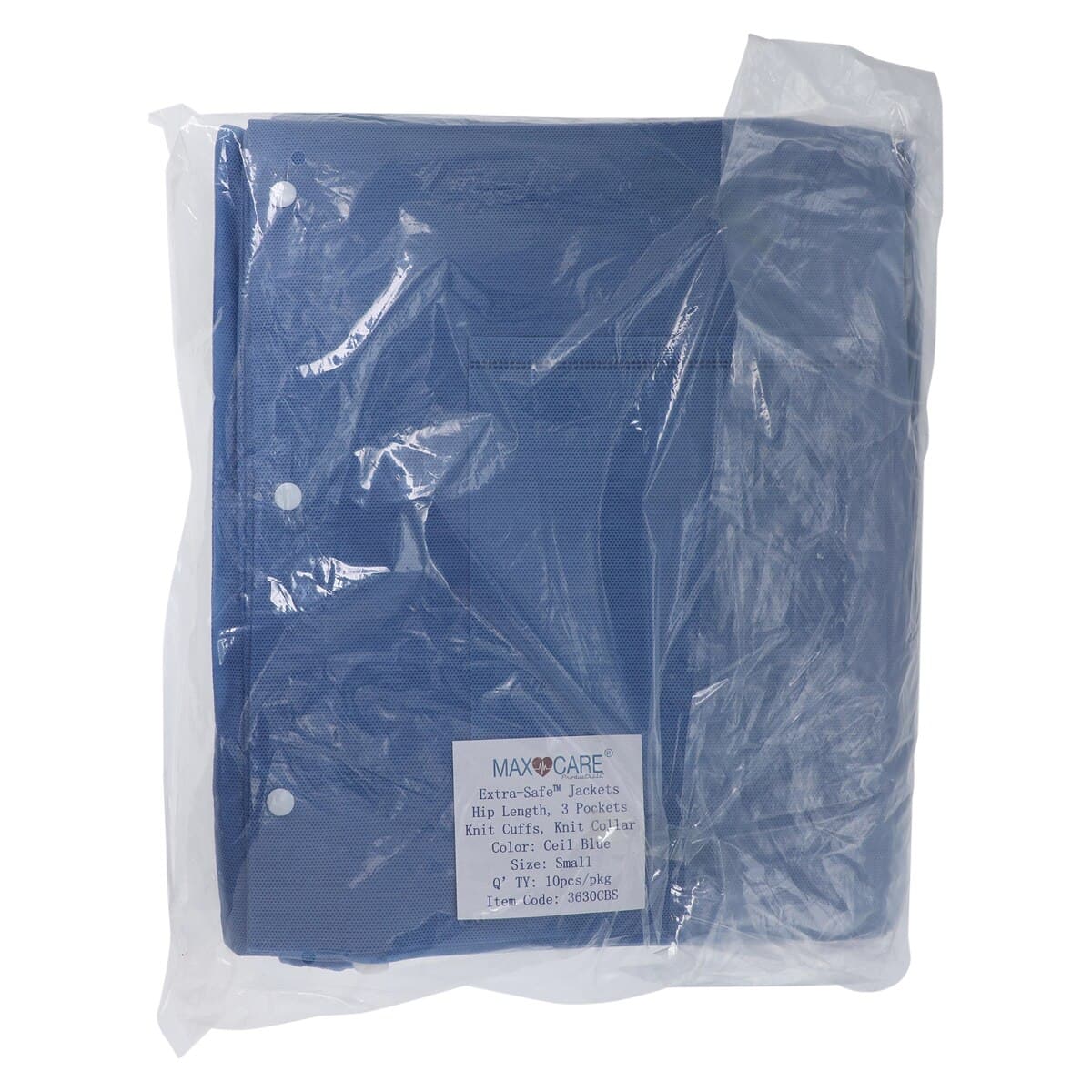 ValuMax Extra-Safe AAMI Level 3 Lab Jacket, Small, Ceil Blue, 10/Pack, 3630CBS thumbnail 3