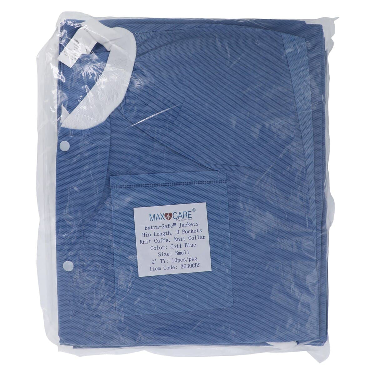 ValuMax Extra-Safe AAMI Level 3 Lab Jacket, Small, Ceil Blue, 10/Pack, 3630CBS thumbnail 8