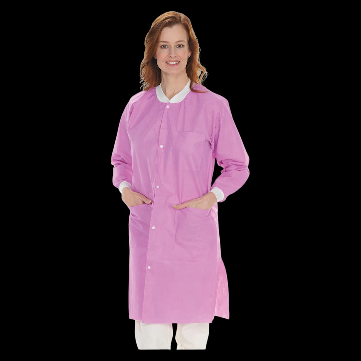 Valumax Extra-Safe AAMI Level 3 Lab Coat, Raspberry, X-Small, 10/Pack, 3660RBXS - Extra-Safe Raspberry LabCoat X-Small Latex-Free Fluid Resistant AAMI Level 3 Pack of 10 - Image 1