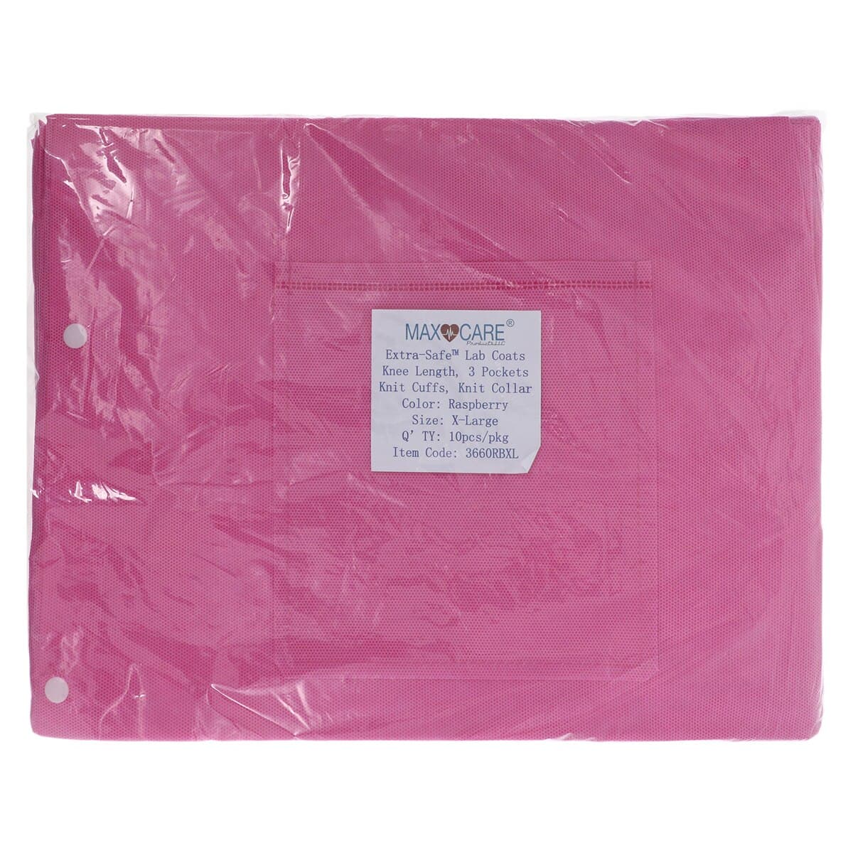 ValuMax Extra-Safe AAMI Level 3 Lab Coat, Raspberry, X-Large, Latex-Free, Fluid-Resistant, 10/Pack, 3660RBXL thumbnail 7