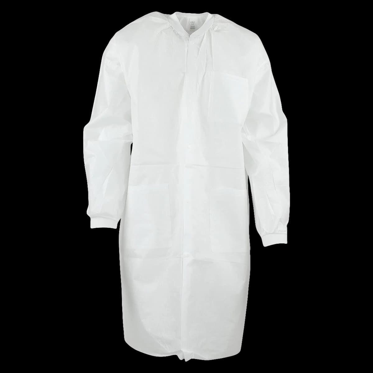 ValuMax Extra-Safe AAMI Level 3 Lab Coat, White Knit Collar, Medium, 10/Pack, 3660WHM-K - Extra-Safe White Knit Collar LabCoat Medium Latex-Free Fluid Resistant AAMI Level 3 Pack of 10 - Image 1