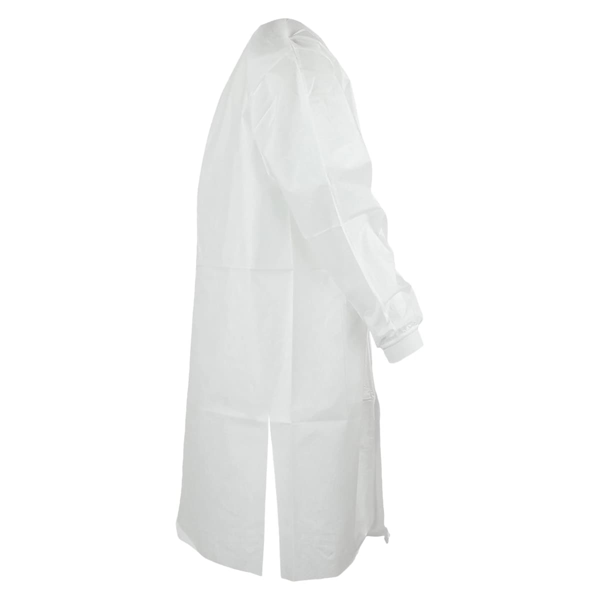 Extra-Safe White Knit Collar Lab Coat, Large, Latex-Free, Fluid Resistant, AAMI Level 3, 10/Pack, 3660WHL-K thumbnail 2