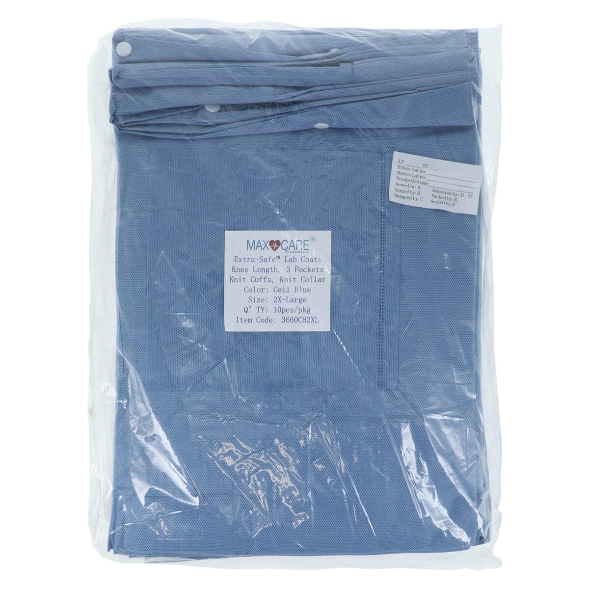 ValuMax Extra-Safe AAMI Level 3 Lab Coat, Ceil Blue, XX-Large (2XL), 10/Pack, 3660CB2XL thumbnail 8