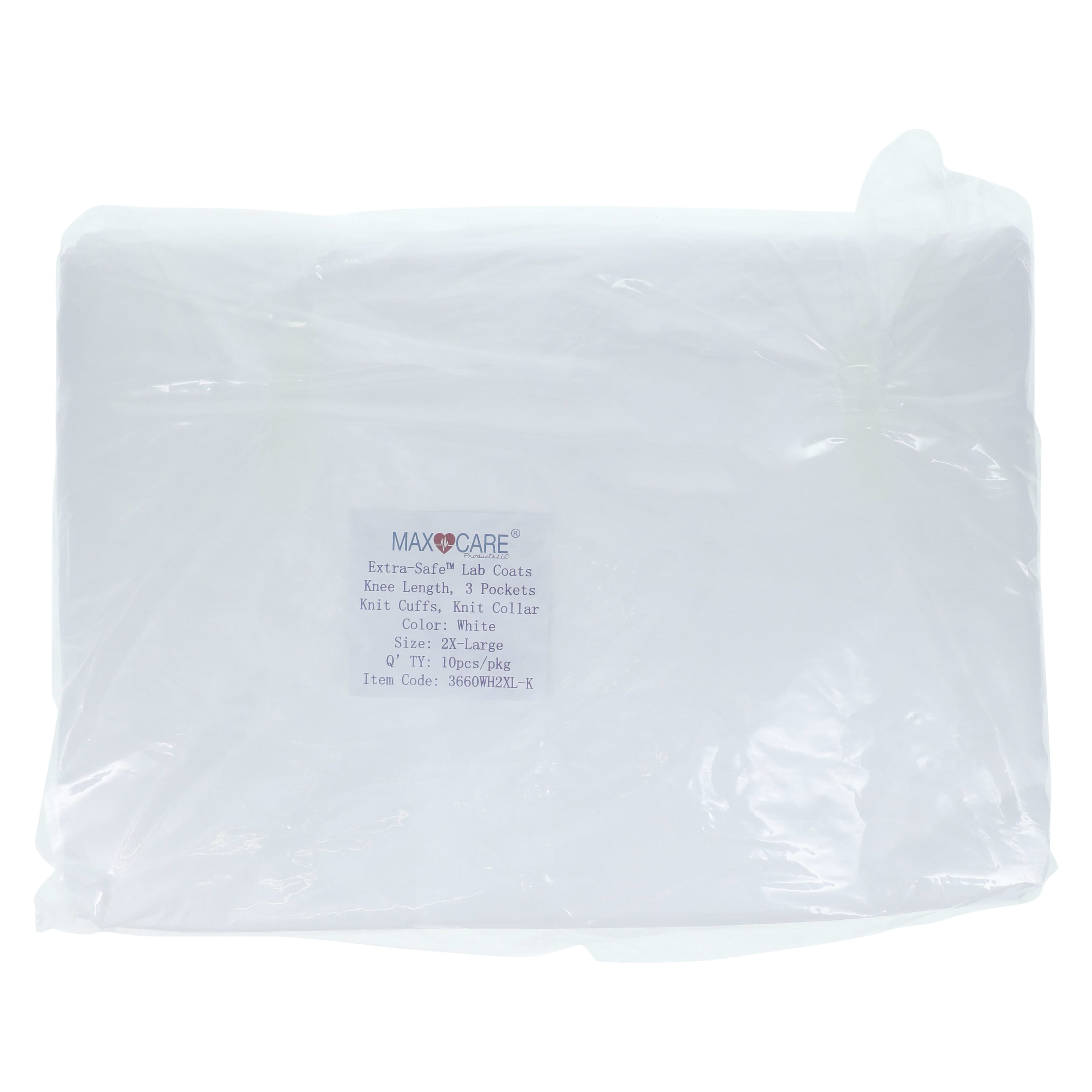 ValuMax Extra-Safe Lab Coat, AAMI Level 3, White, Knit Collar, XX-Large, 10/Pack, 3660WH2XL thumbnail 8
