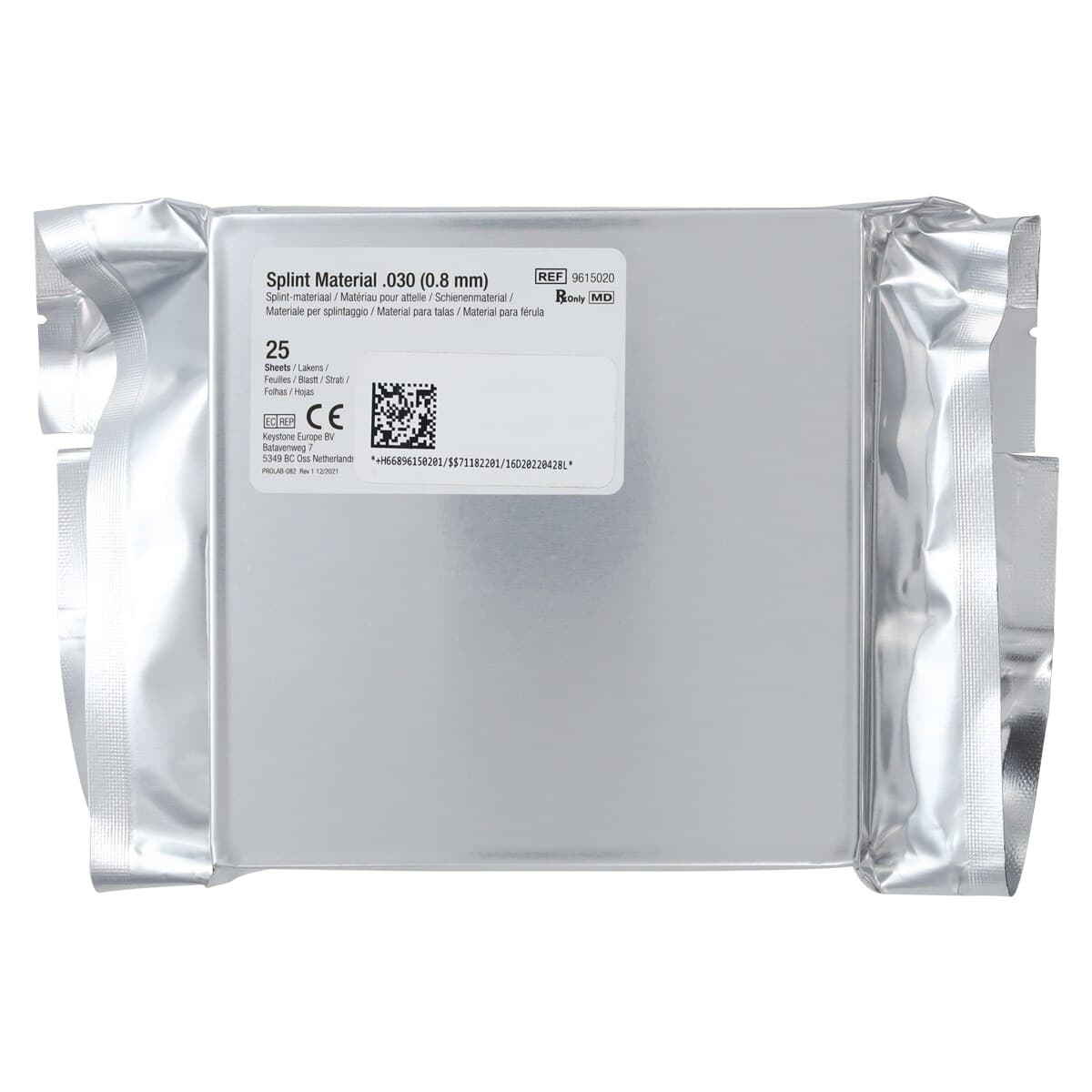 Pro-Form Splint Material, 0.030" (0.75mm), 5" x 5" (127 x 127mm), Clear, 25 Sheets/Pack, 9615020 thumbnail 2