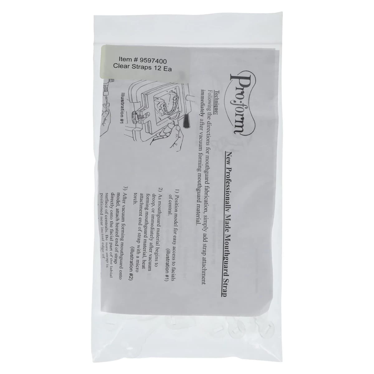 Pro-Form Clear Mouthguard Helmet Straps, 12/Pack, 9597400 thumbnail 2