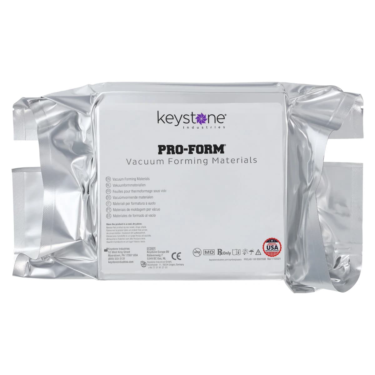 Keystone Pro-Form Splint Material, Clear, 5" x 5", 0.060" (1.5mm), 25 Sheets/Pack, 9614960 - Pro-Form, Splint Material, 5" x 5", 0.060 ", 25/Pk, 9614960 - Image 1